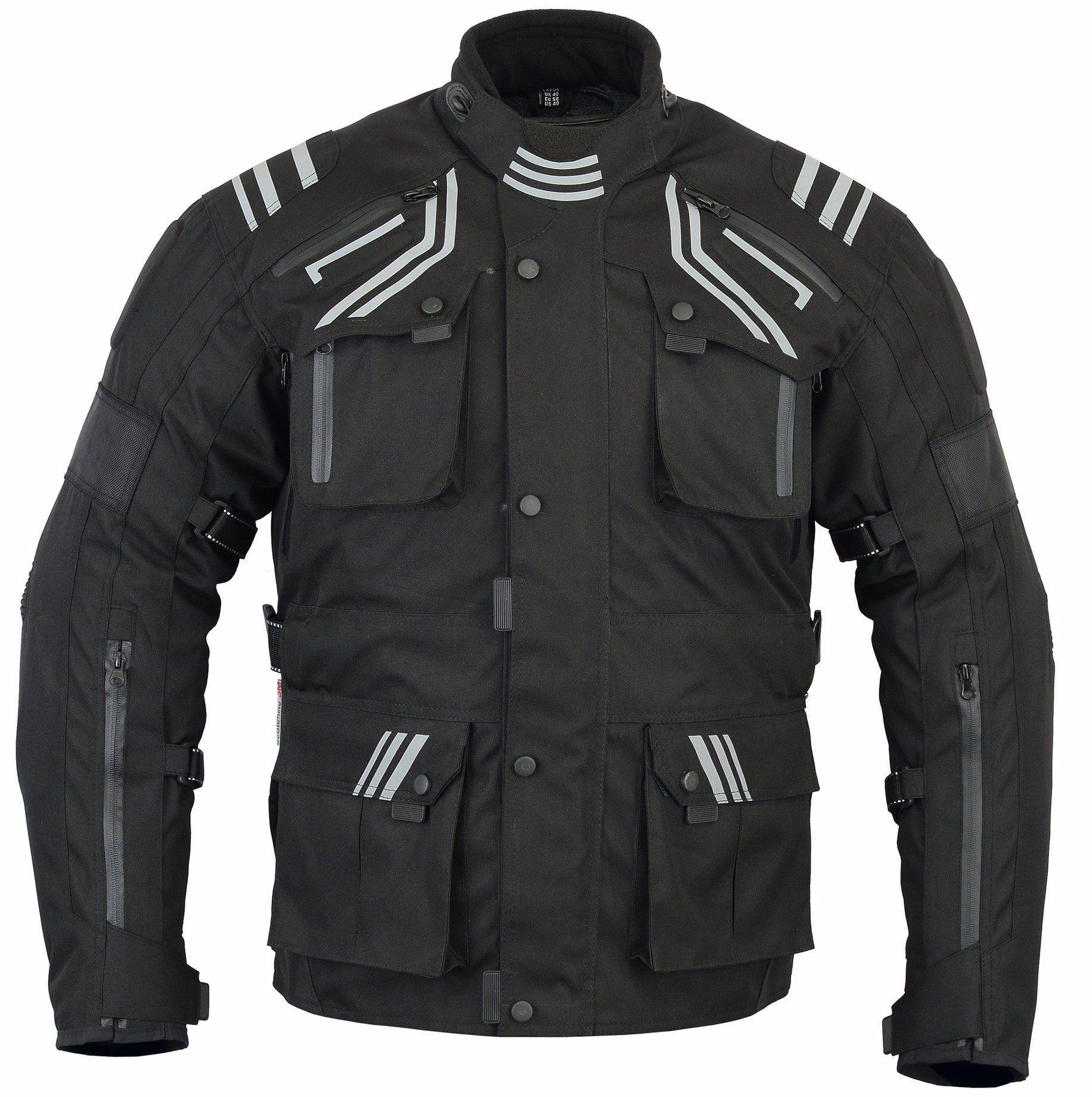 Bikers Gear Australia Velocity Glowrider 1621-1 - Chaqueta térmica impermeable para motocicleta, 5 piezas, armadura extraíble CE
