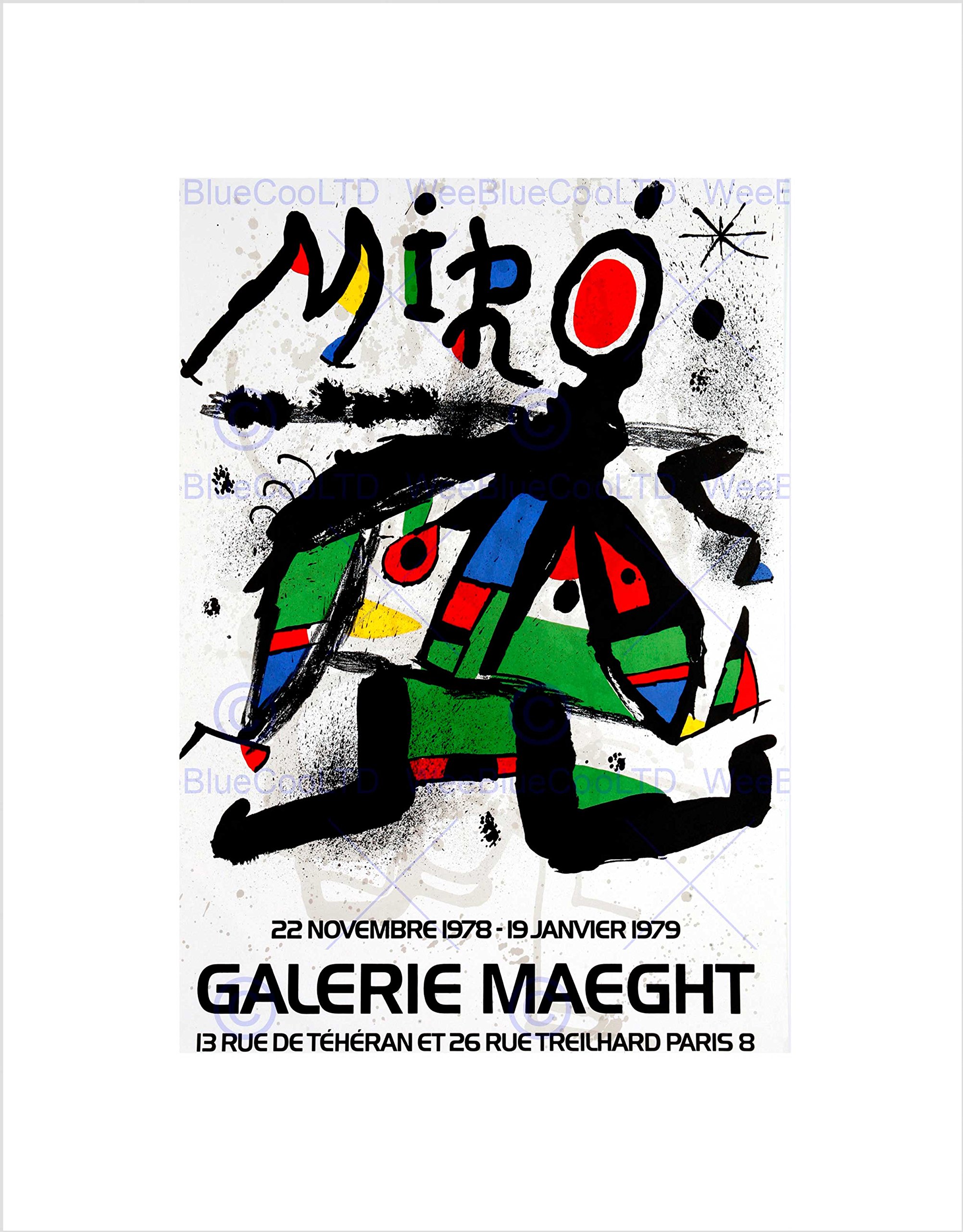 Wee Blue Coo ADVERTISEMENT GALLERY MAEGHT MIRO PARIS GREEK BLACK FRAMED ART PRINT B12X6165