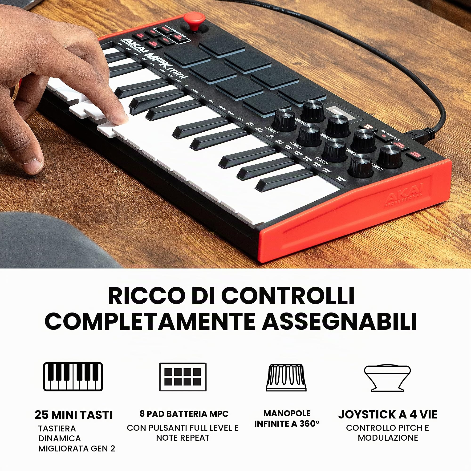 Keyboard Tastiera MIDI + Scheda Audio Esterna USB - MPK Mini MK3 + M-Track Solo - Controller MIDI e Interfaccia Audio USB + Software (AKAI Professional + M-Audio)