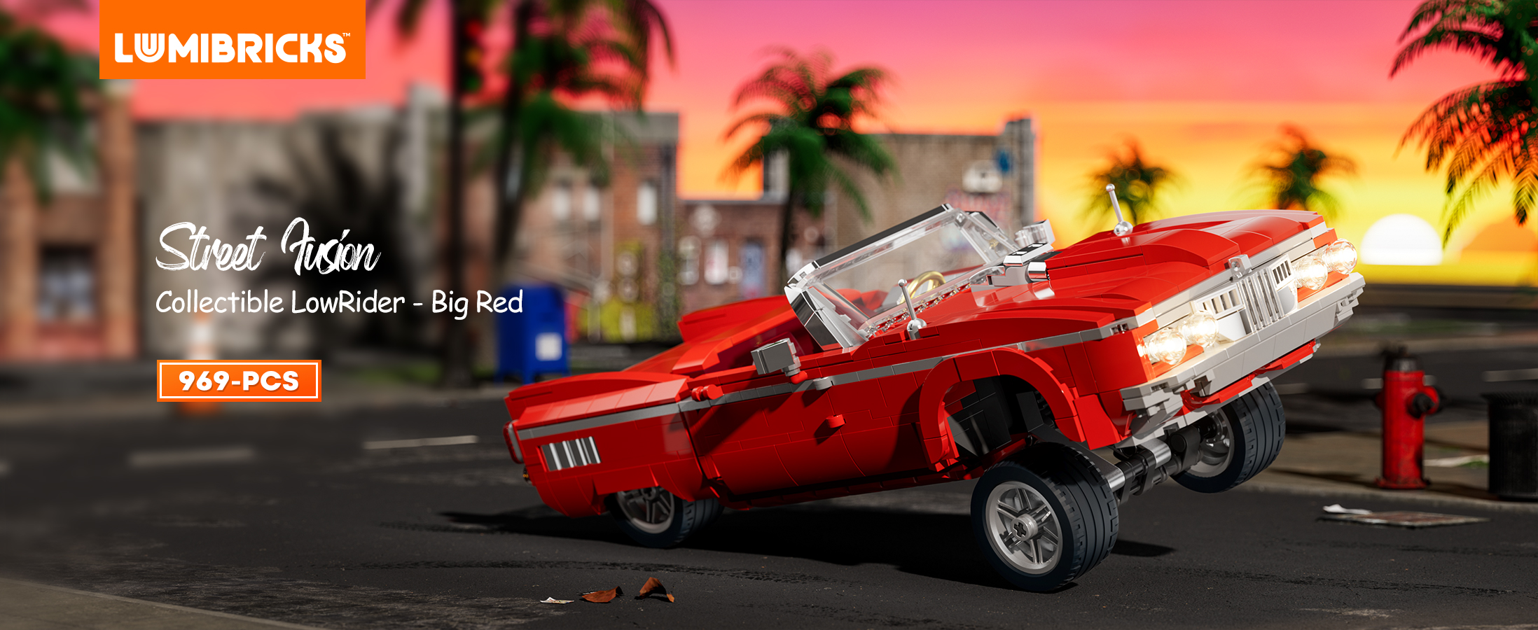 Lumibricks Street Fusion Collection Lowrider - Big Red, Model Kit - View #14