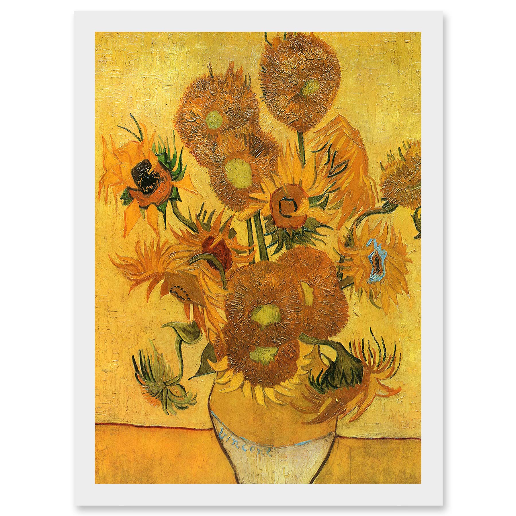 Artery8 Painting Van Gogh Still Life Vase Fifteen Sunflowers A4 Artwork Framed Wall Art Print