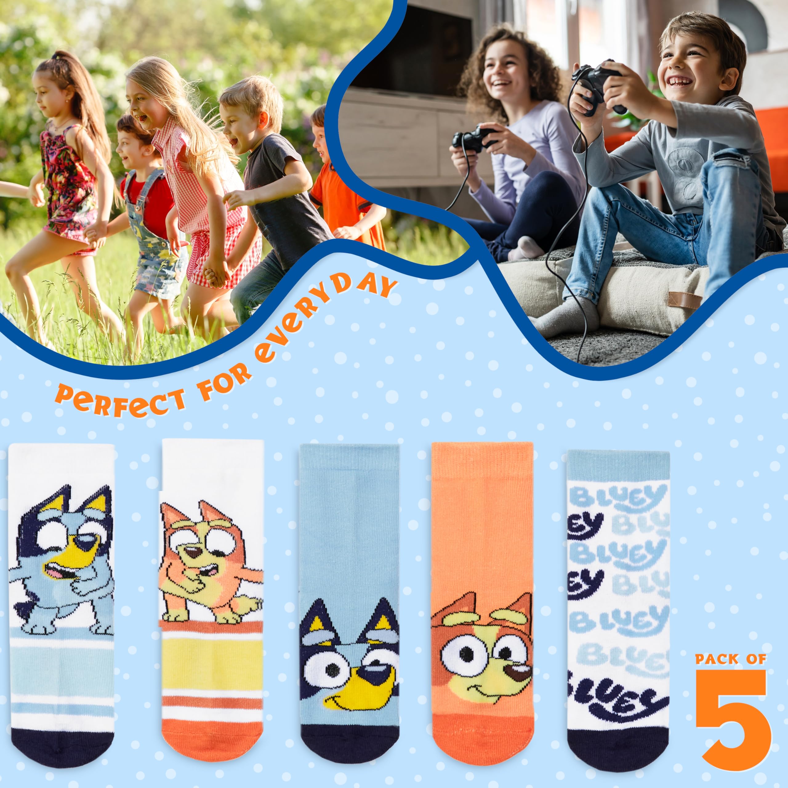 BlueY Calzini Bambina EU 27-30, Pacco da 5 Calze Calde, Traspirante Calze Bambino, Idea Regalo Accogliente