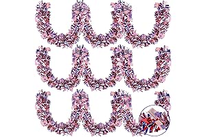 MARFOREVER 4th of July Garland, Memorial Day Decorations MetallicTinsel Twist Garland for...