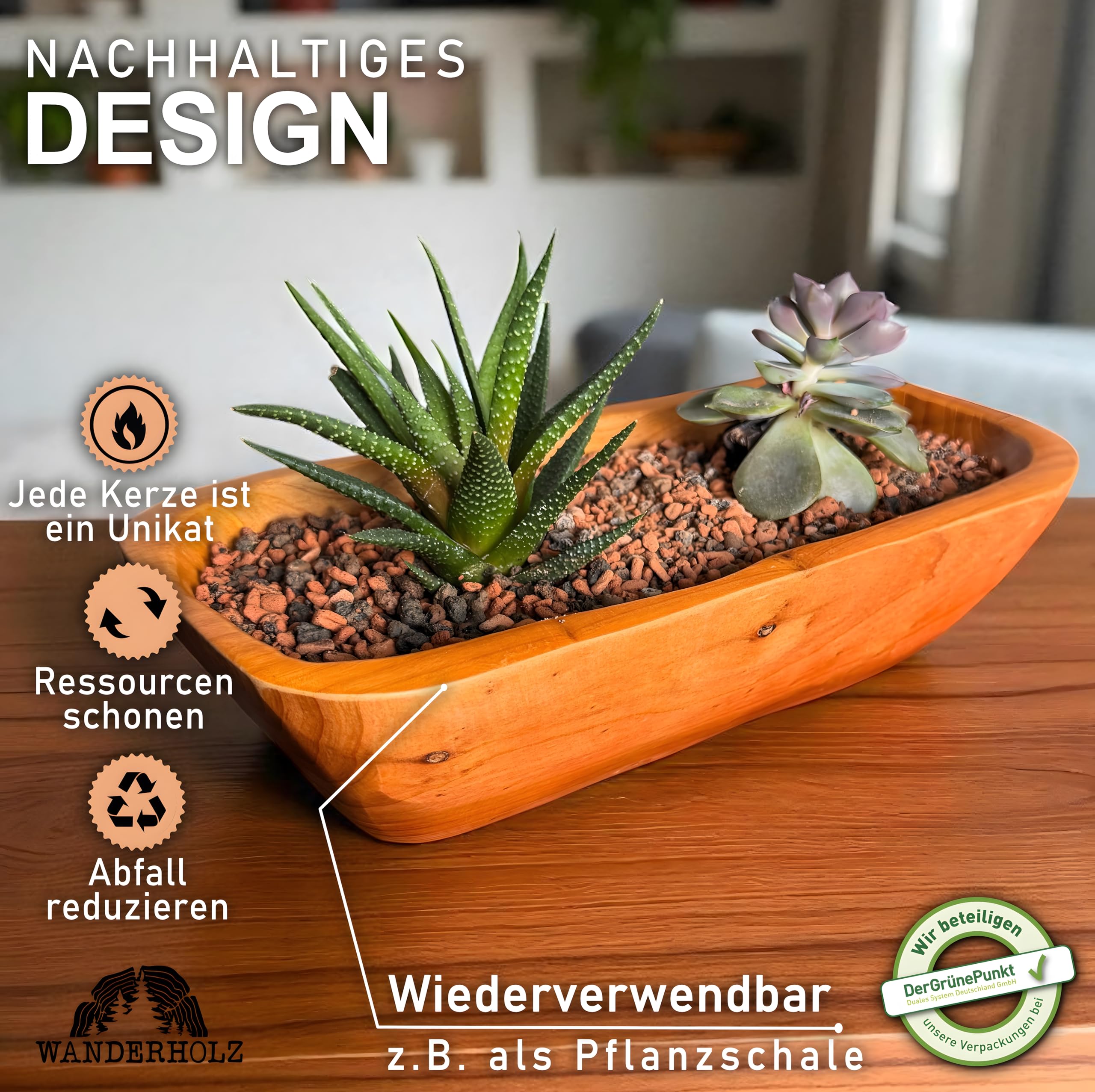 Bougie en cire de soja dans un bol en bois de cèdre - Bougie à plusieurs mèches durable avec cire de soja - Bougie à quatre mèches - Bougie de soja - Grande bougie cadeau - Grande