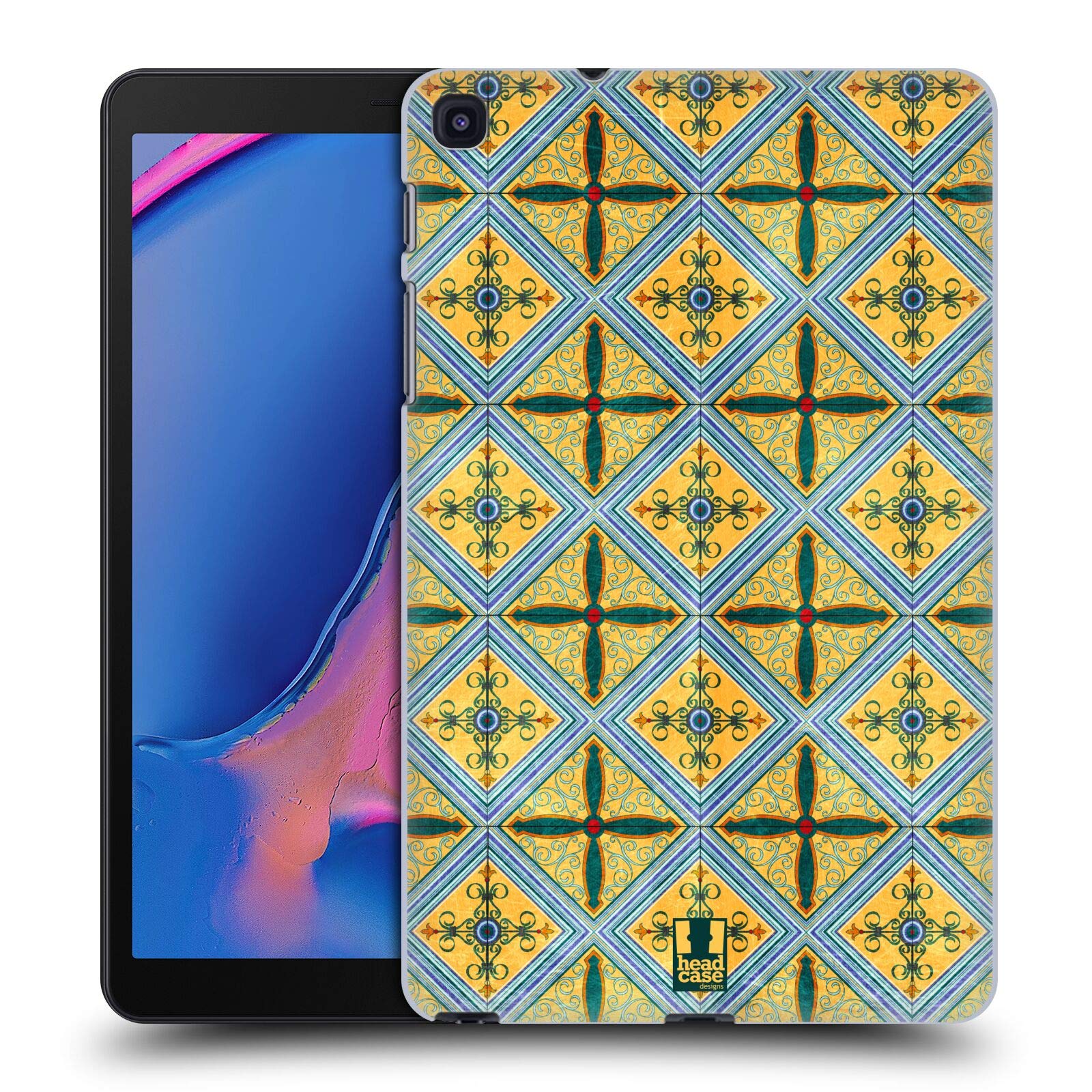 Head Case Designs Ceramic Arabesque Pattern Hard Back Case Compatible for Galaxy Tab A 8.0 & S Pen 2019