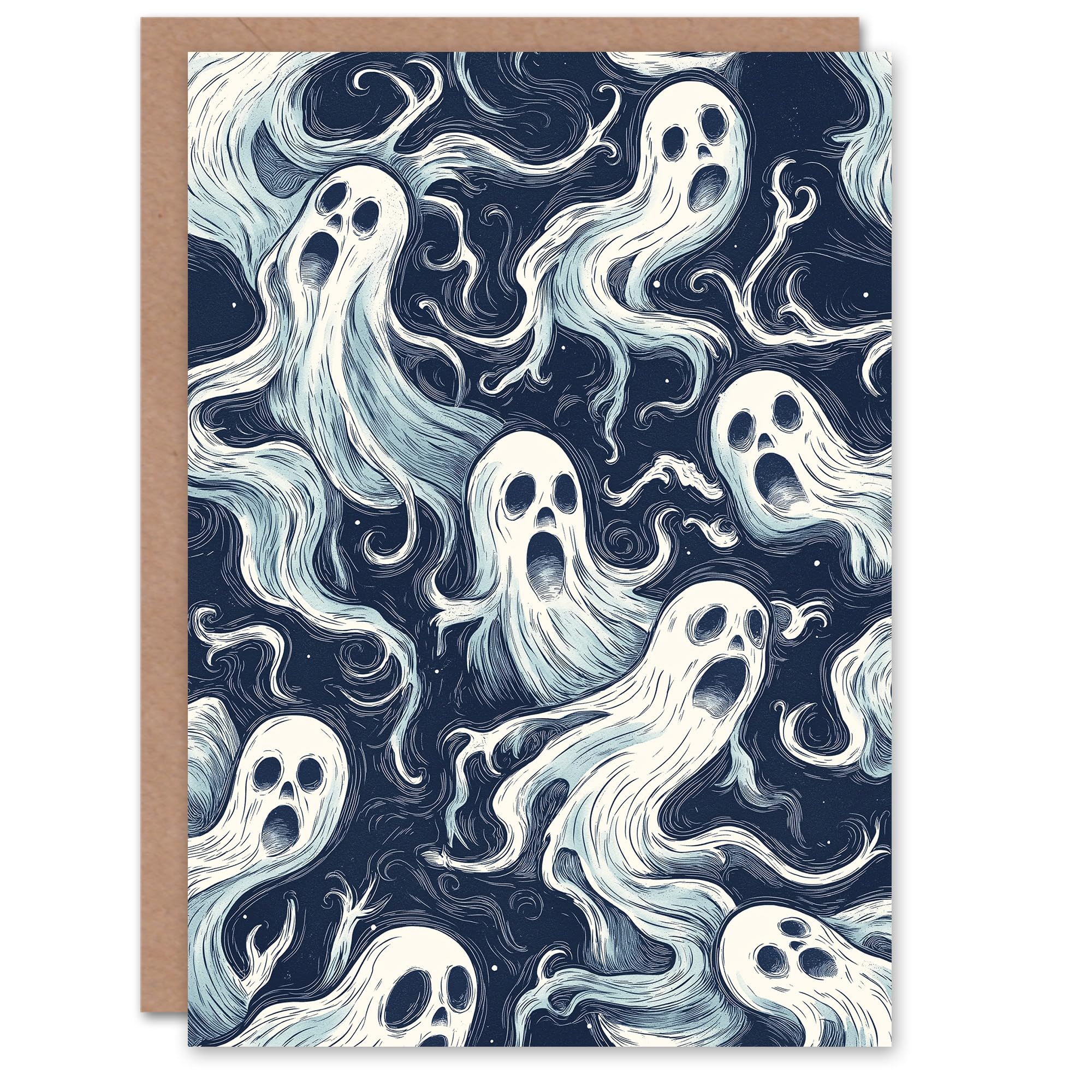 Artery8 Greeting Card Ghostly Ghouls Horror Fun Ghosts Blank For All Halloween Card