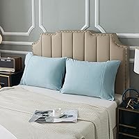 Vista 20 de H Household - Funda de almohada 100% algodón jersey - Ligera, cómoda, súper suave y transpirable, fundas de almohada tejidas en hilado con cierre