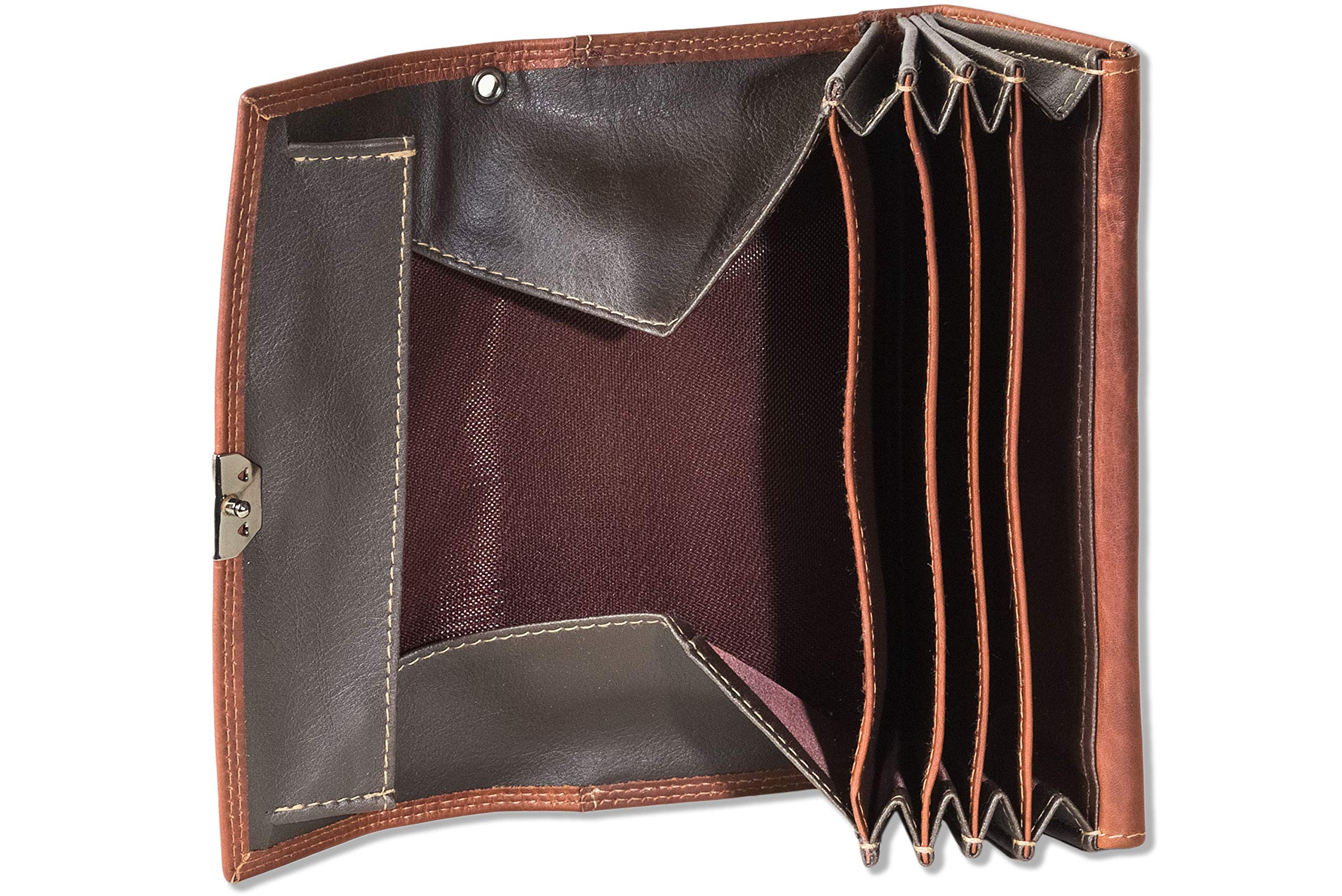 Woodland Original Kellner/TAXIBÖRSE Speziell verstärktes Hartgeldfach HOCHWERTIGES Rindsleder Multicolor/Cognac