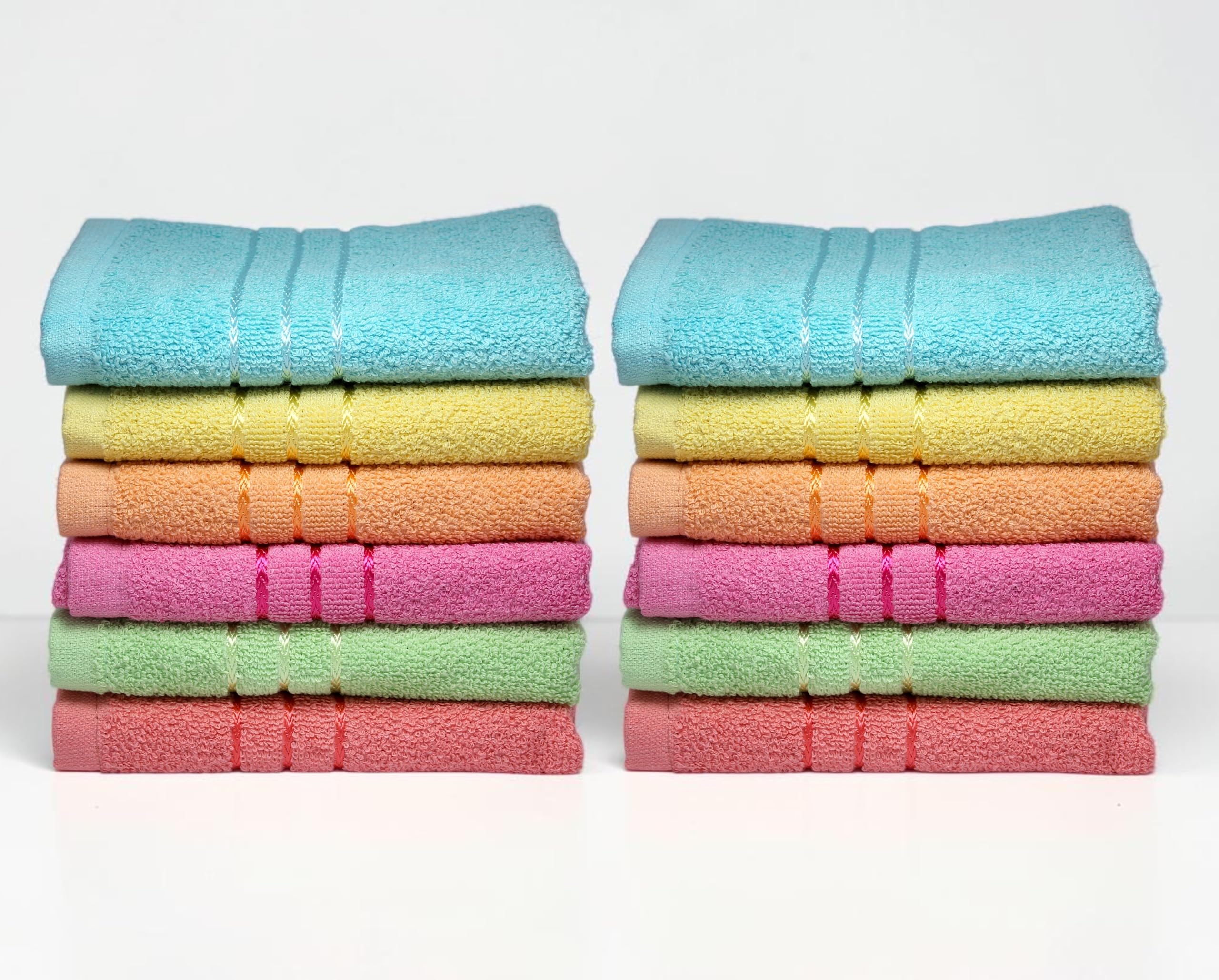 Hand Towel Set of 12 (35x50 cm, 450 GSM) - Soft Cotton, Absorbent, Quick Dry - Bathroom, Wash Basin, Kitchen, Travel & Gym Face & Hand Towel for Men & Women-Multicolor-image-15