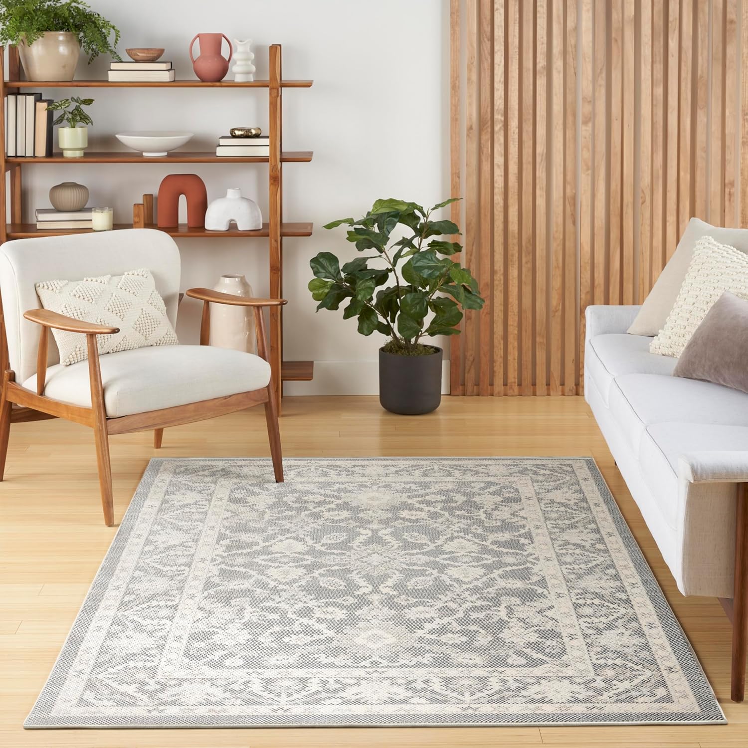 Nourison Home Desert Mirage Charcoal Ivory 5'3" x 7'3" Area Rug - Easy Clean, Non Shedding, Bed Room, Living Room, Dining Room, Kitchen (5' x 7')