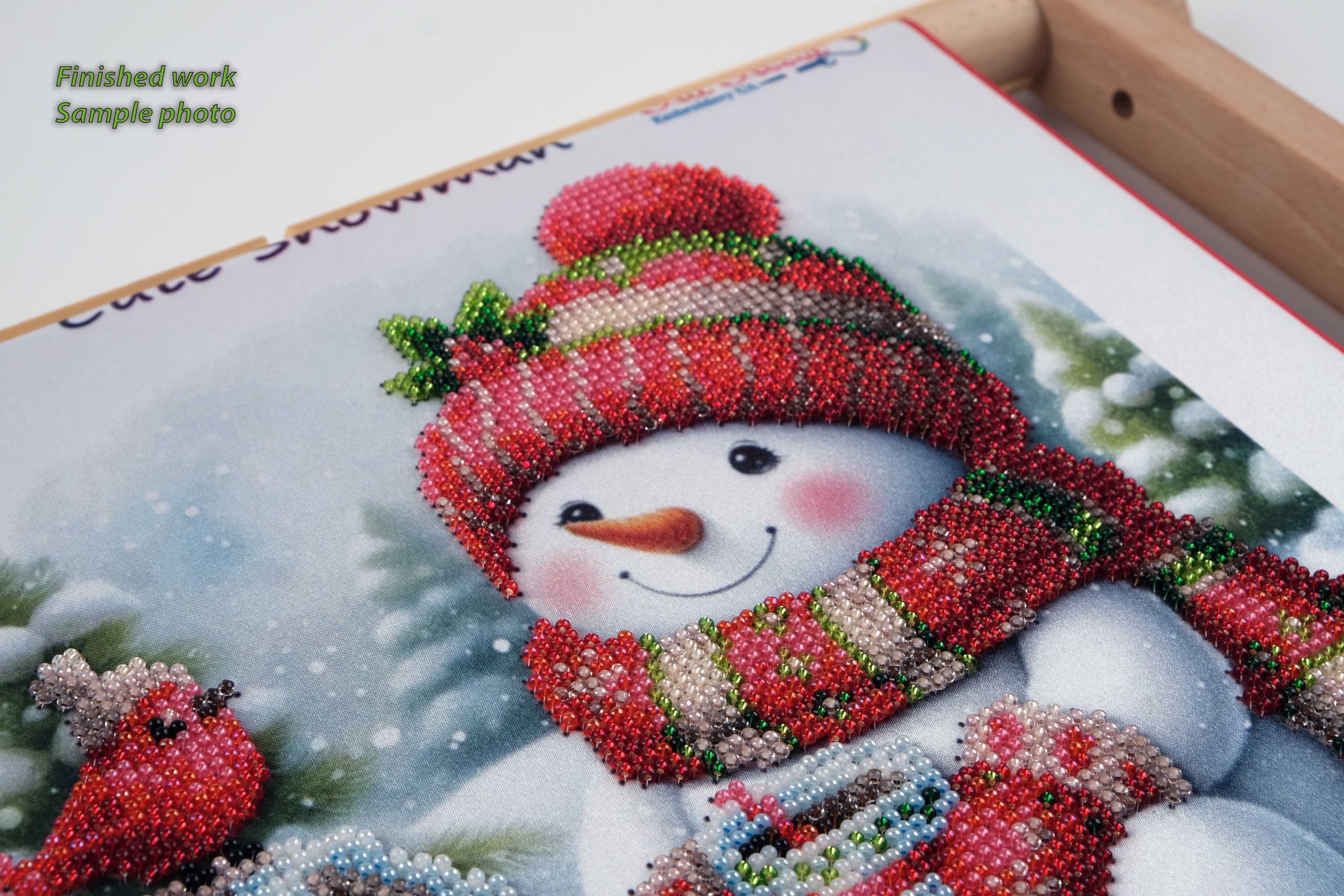 AllAboutEmbroideryUA Kit de bordado de cuentas, bonito muñeco de nieve DA-1110 con cuentas de punto de cruz, kit de costura de cuentas de Navidad