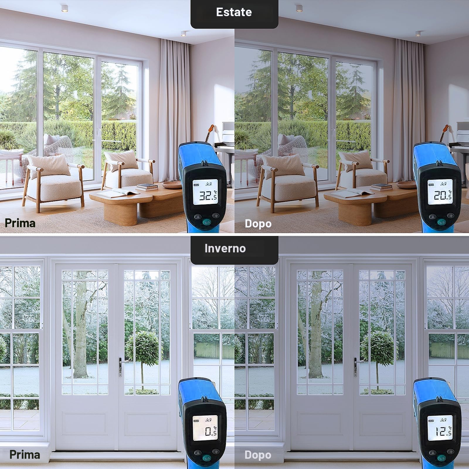 Pellicola per Vetri Finestre, Pellicola Opaca Privacy Anti-Calore per Lucernari, Pellicola Privacy Finestre Anti 99% UV, Pellicola Finestra Privacy Adatto per Ufficio Casa(60 * 400CM)