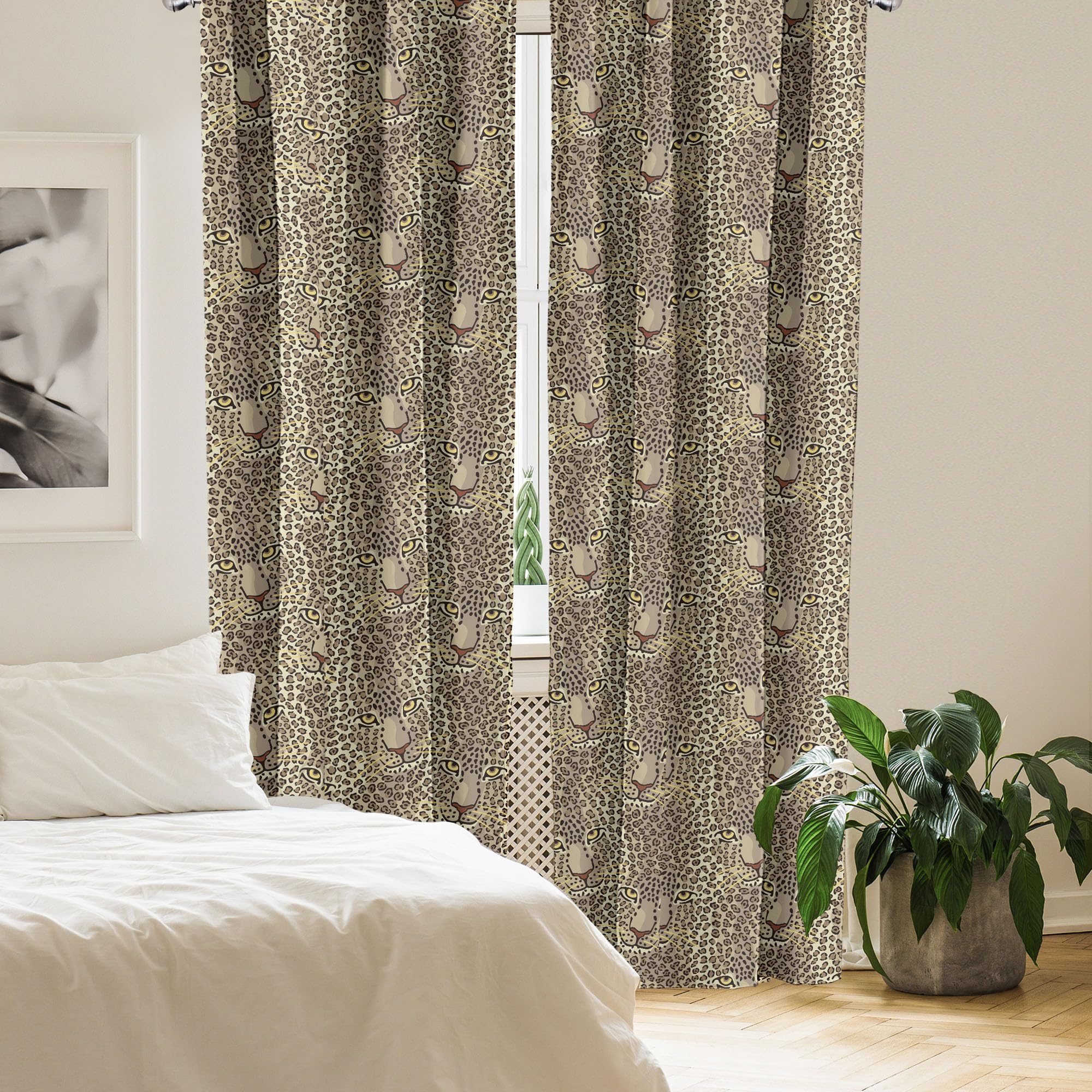 ABAKUHAUS Boston Tenda rustica, ispirazione snow globe, tenda con passanti e ganci per camera da letto