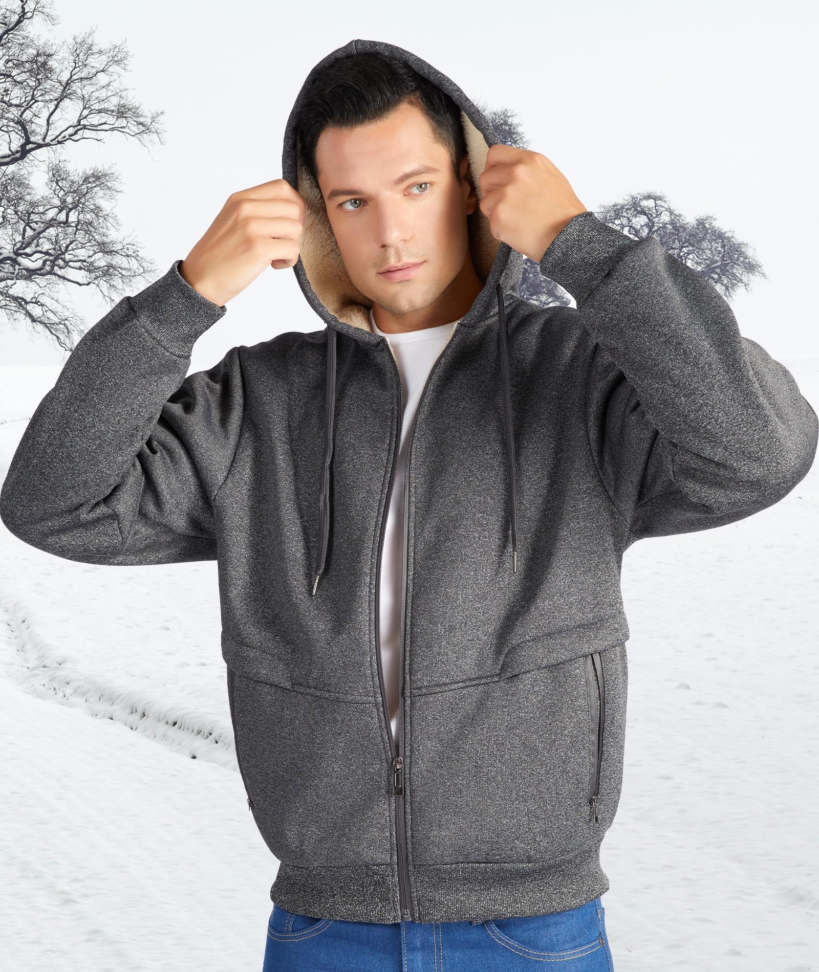 SPEEDRUN Sweats à Capuche Homme Sweatshirt en Molleton à Capuche Entièrement Zippé tiède