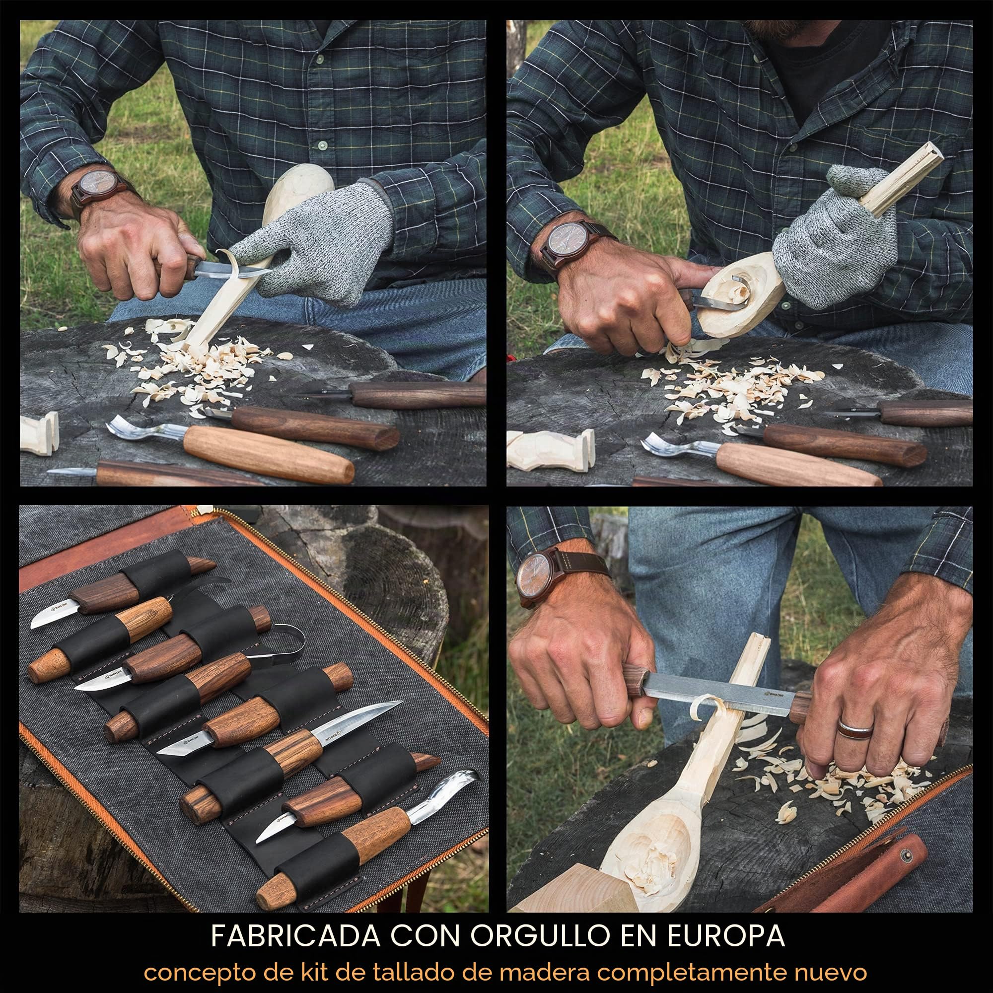 BeaverCraft, Juego de Tallado de Madera de Lujo S50X -Juego de Cuchillos de Tallado de Cucharas de Madera - Juego de Tallado de Madera para Principiantes y Profesionales (marrón)