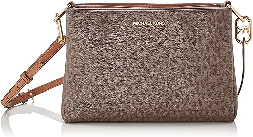 Michael Kors Women's Trisha Triple Compartment Signature Logo Crossbody Bag