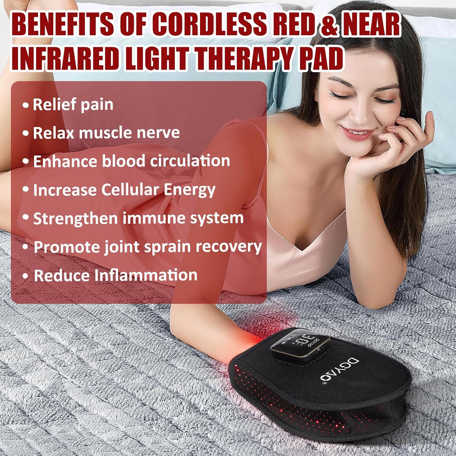 Cordless Red & Infrared Light Therapy for Hand Pain Relief Device with 660nm Red 850nm Infrared Light with 4000mAh Battery Portable Pad for Hands Fingers Wrist Joint Stiffness Treatment Gloves - Image 5