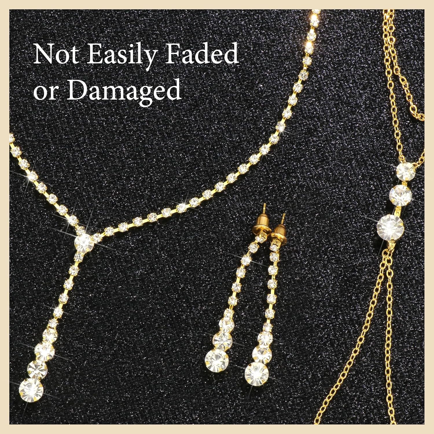 Rhinestone Jewelry Set Necklace Bracelet Earrings Set Sparkly Necklace Dangle Earrings Prom Formal Costume Jewelry Sets for Women and Brides - Image 6