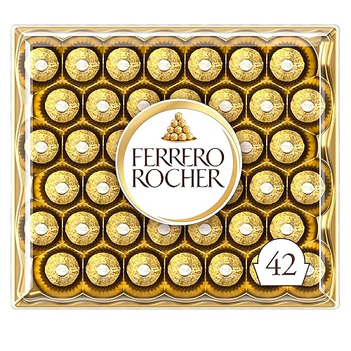 Ferrero Rocher Chocolates Gift Box for Christmas 42 Pieces - Milk Chocolate and Hazelnuts - Gifts, Sharing, Special Occasions - (525g) - 42 Chocolates