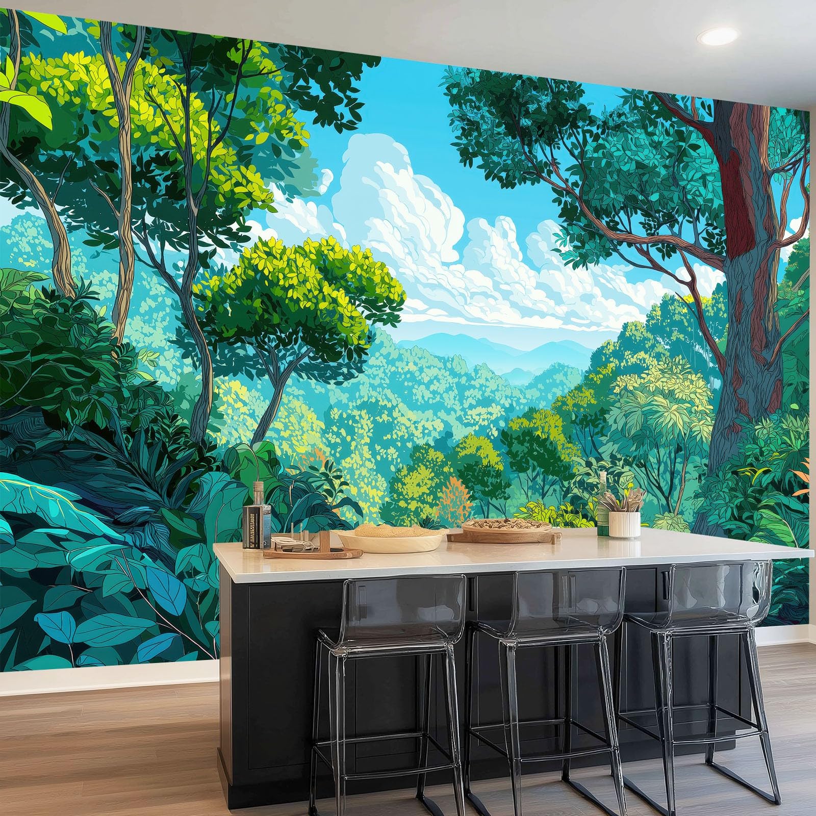 Fototapeta salon - tapeta w stylu pop art las ilustracja TNT modny mural 350 x 256 cm dekoracja ścienna gigantyczny plakat papier ścienny sypialnia