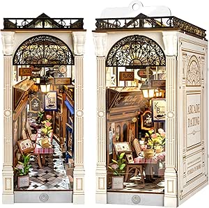 Book Nook Kit - library Bookshelf Decor - Featured Rolife Book Nook kit example showing detailed miniature house construction with LED lighting and accessories