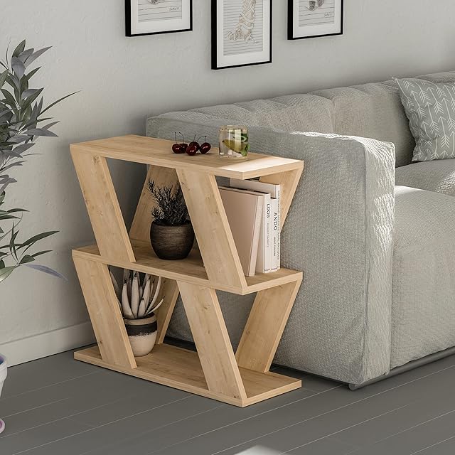 Hocuspicus Coffee Table with Magazine Rack for Living Room and Office, Many Color Options, 60 x 22 x 57 cm Oak