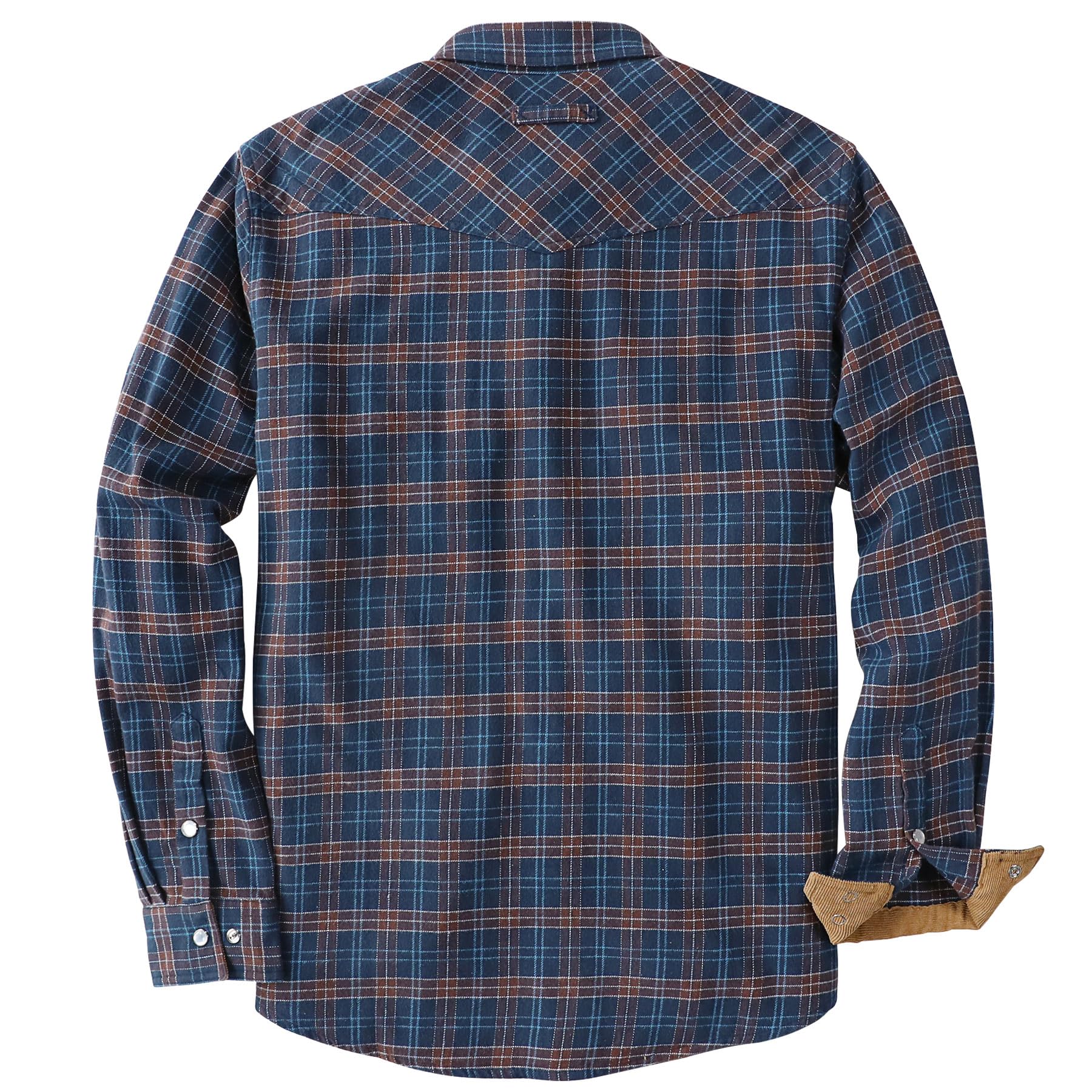 Dubinik® Koszula flanelowa, 170 g, dla mężczyzn, westernowa, perłowe zatrzaski, z długim rękawem, na co dzień, przytulna, vintage, kowbojska, krata, miękka, czysta bawełna
