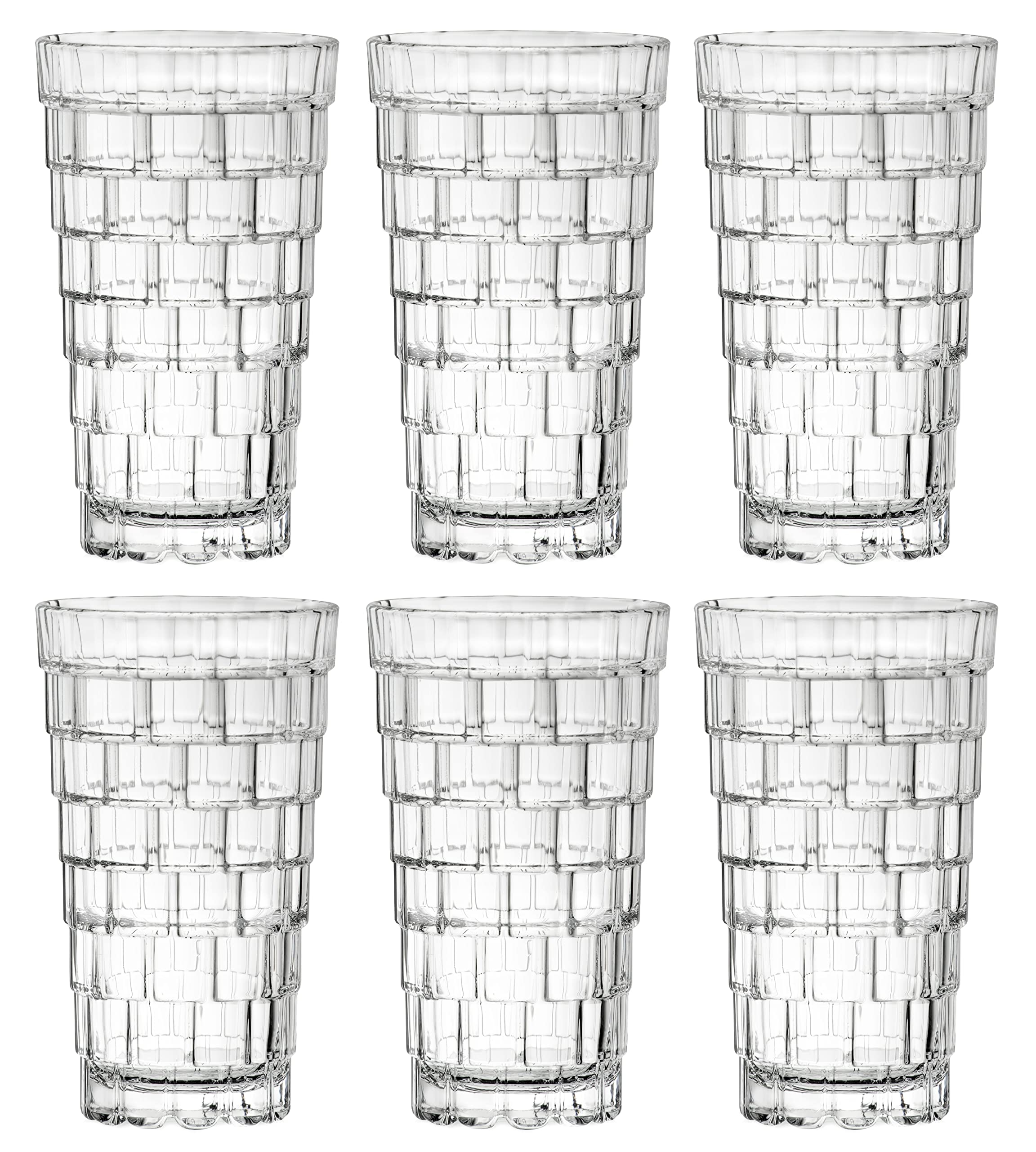 Barski Highball – Glasbecher – Set mit 6 – Hiball-Gläser – stapelbar – Kristallglas – Trinkgläser – für Wasser, Saft, Wein, Bier und Cocktails – 370 ml, hergestellt in Europa