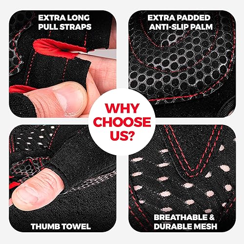 Miniatura 4 de MhIL Guantes de entrenamiento para hombres  Guantes de gimnasio cómodos para hombres con agarre mejorado para seguridad y protección de las manos