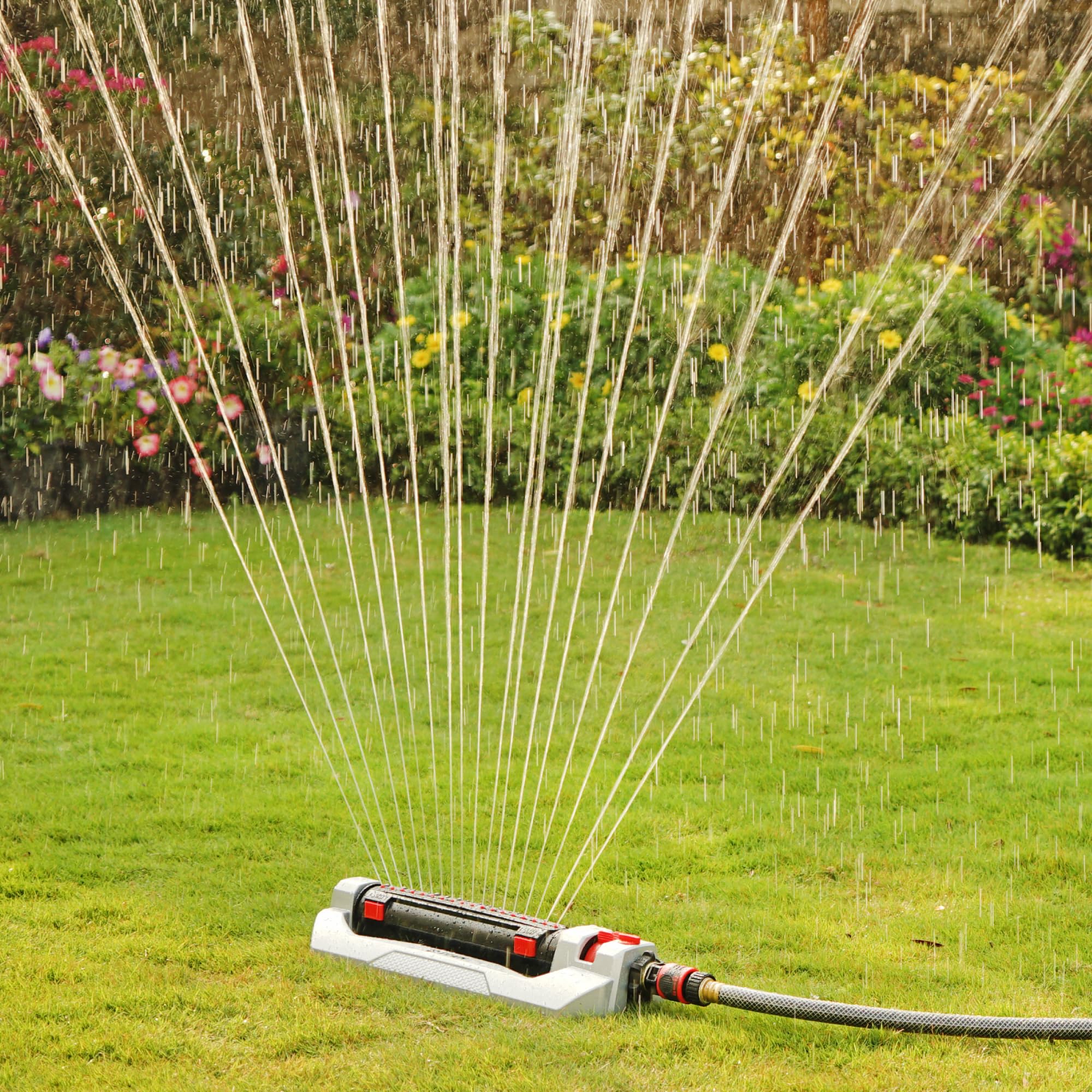 Eden 3-Wege-Turbo-Oszillierender Sprinkler aus Metall für große Hof und Rasen, mit Schnellverbinder, Starter-Set, deckt bis zu 4.000 m² ab. ft (Modell #94095)