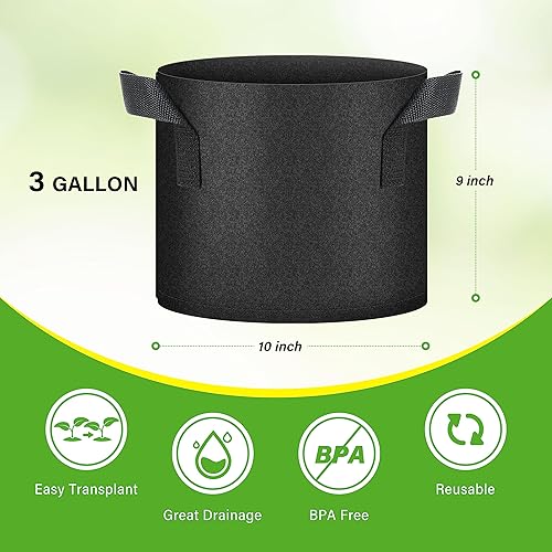 Miniatura 9 de HealSmart Paquete de 12 bolsas de cultivo no tejidas de 2 galones, macetas de tela de aireación con asas, adecuadas para frutas de jardín, verduras