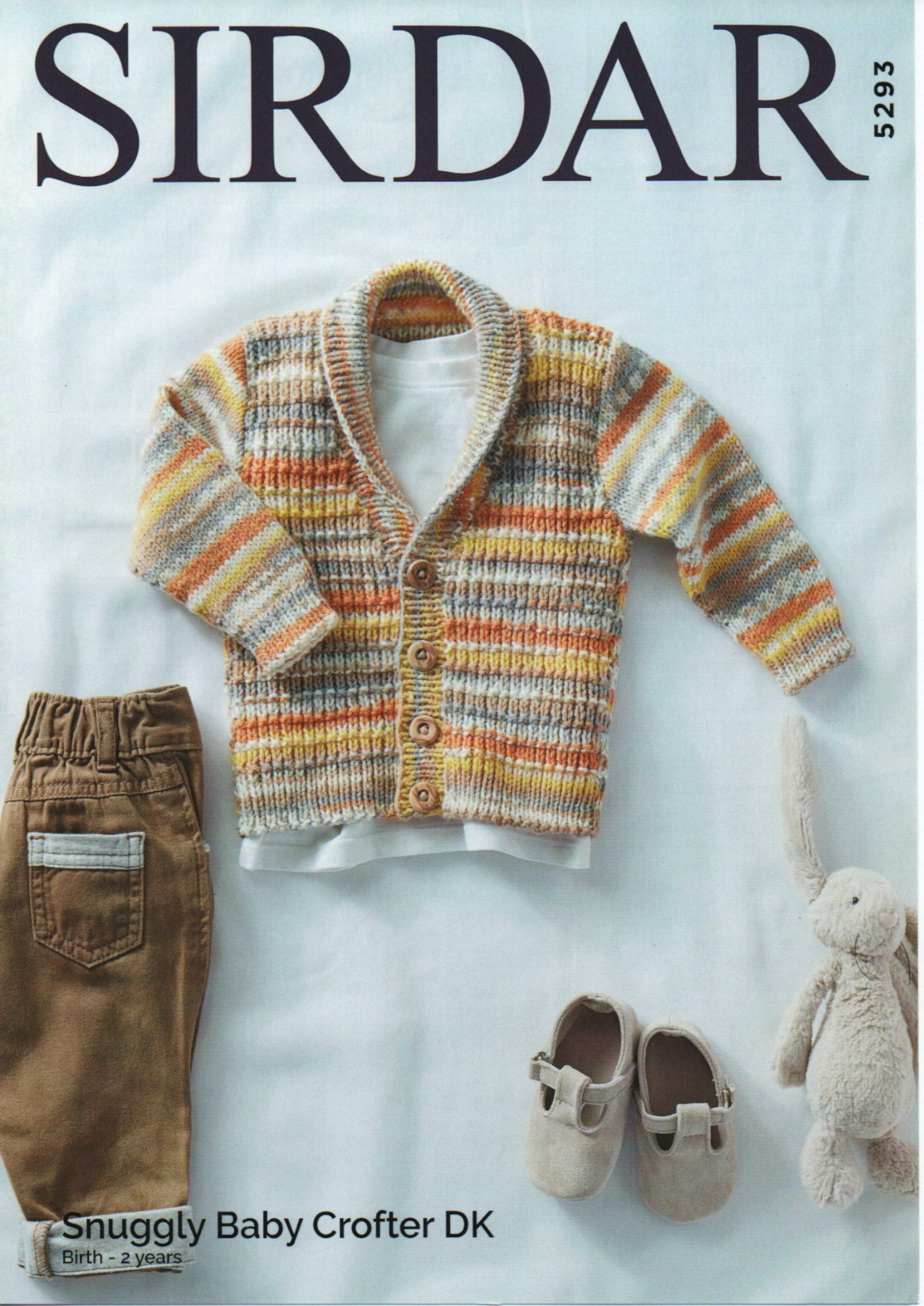 Sirdar 5293 Knitting Pattern Baby Shawl Collar Cardigan in Snuggly Baby Crofter DK