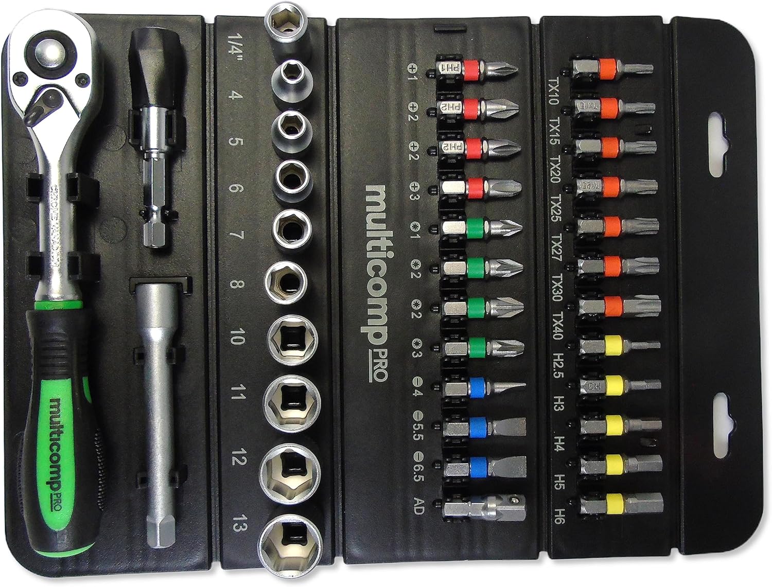 Socket Bit Set, 1/4" Drive, 37 Pieces