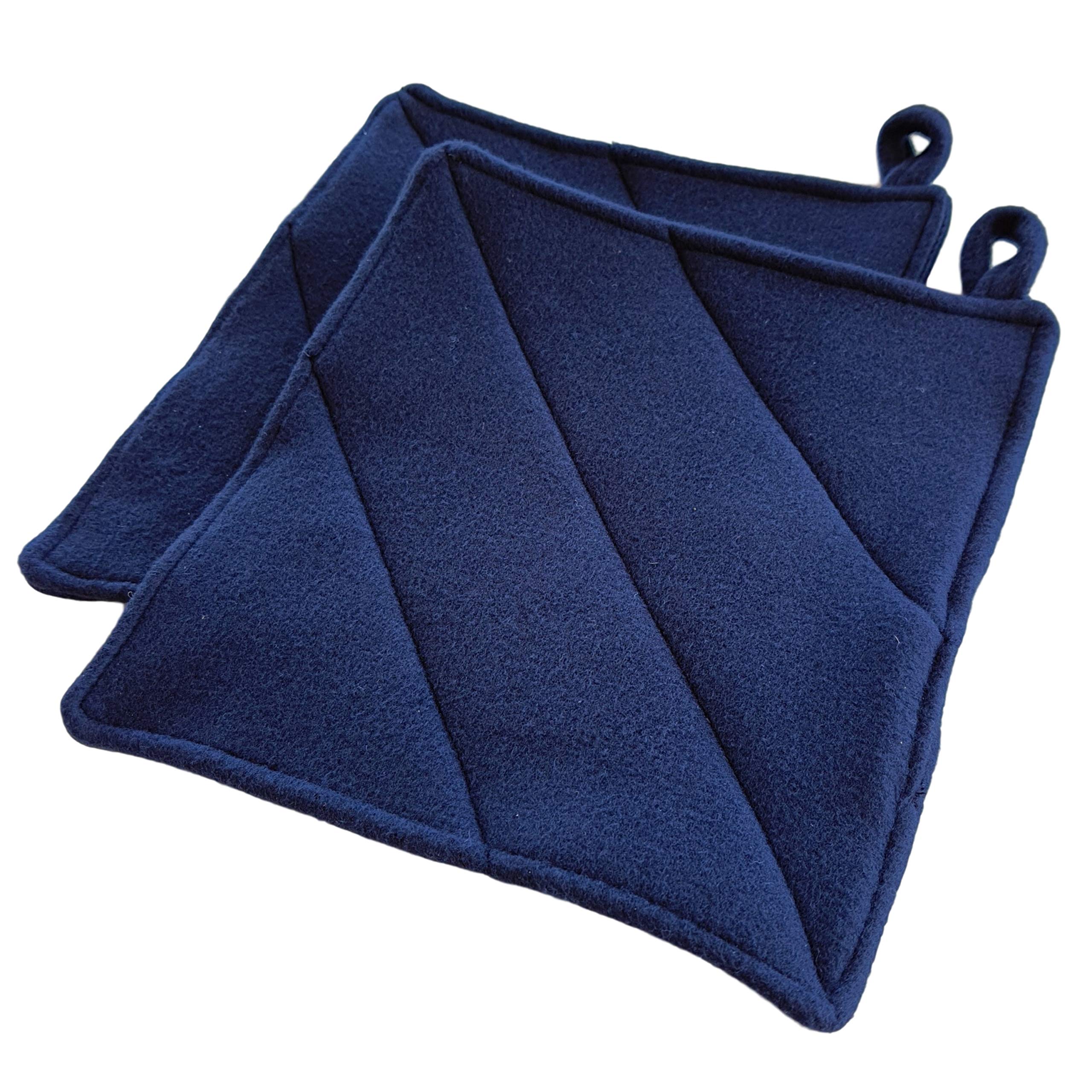 CUSHYSTORE Navy Blue Pot Holders Oven Pads Soft Fabric for Cooking Kitchen 7.75