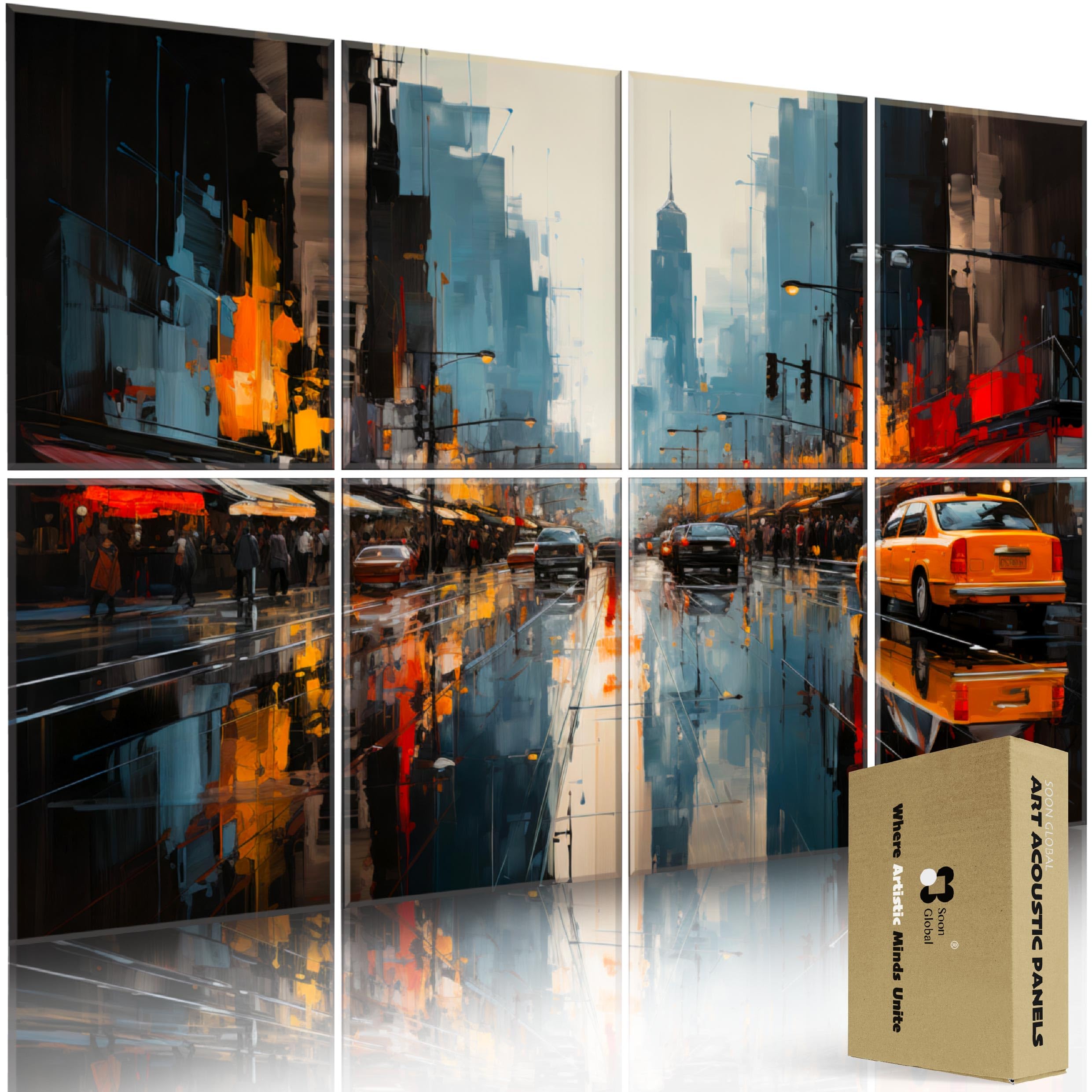 8-Pack Acoustic Panels, Soundproof Wall Panels, 48 X 32 Inches Sound Absorbing Panels, Decorative Acoustical Wall Panels, Acoustic Treatment for Recording Studio, Urban PulseClimatePartner certified