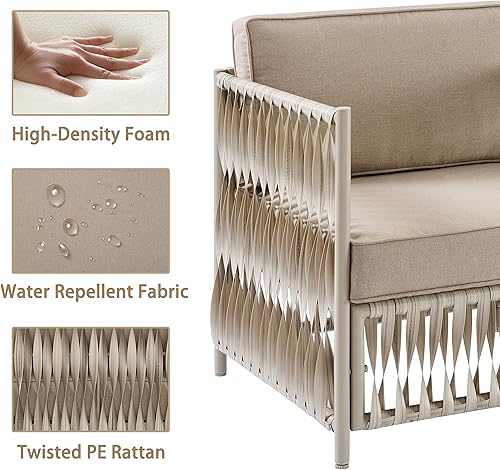 Miniatura 3 de Art Leon Juego de 3 piezas de conversación de patio, mesa y sillas de bistró, sillas de mimbre de ratán de polietileno trenzado para exteriores con