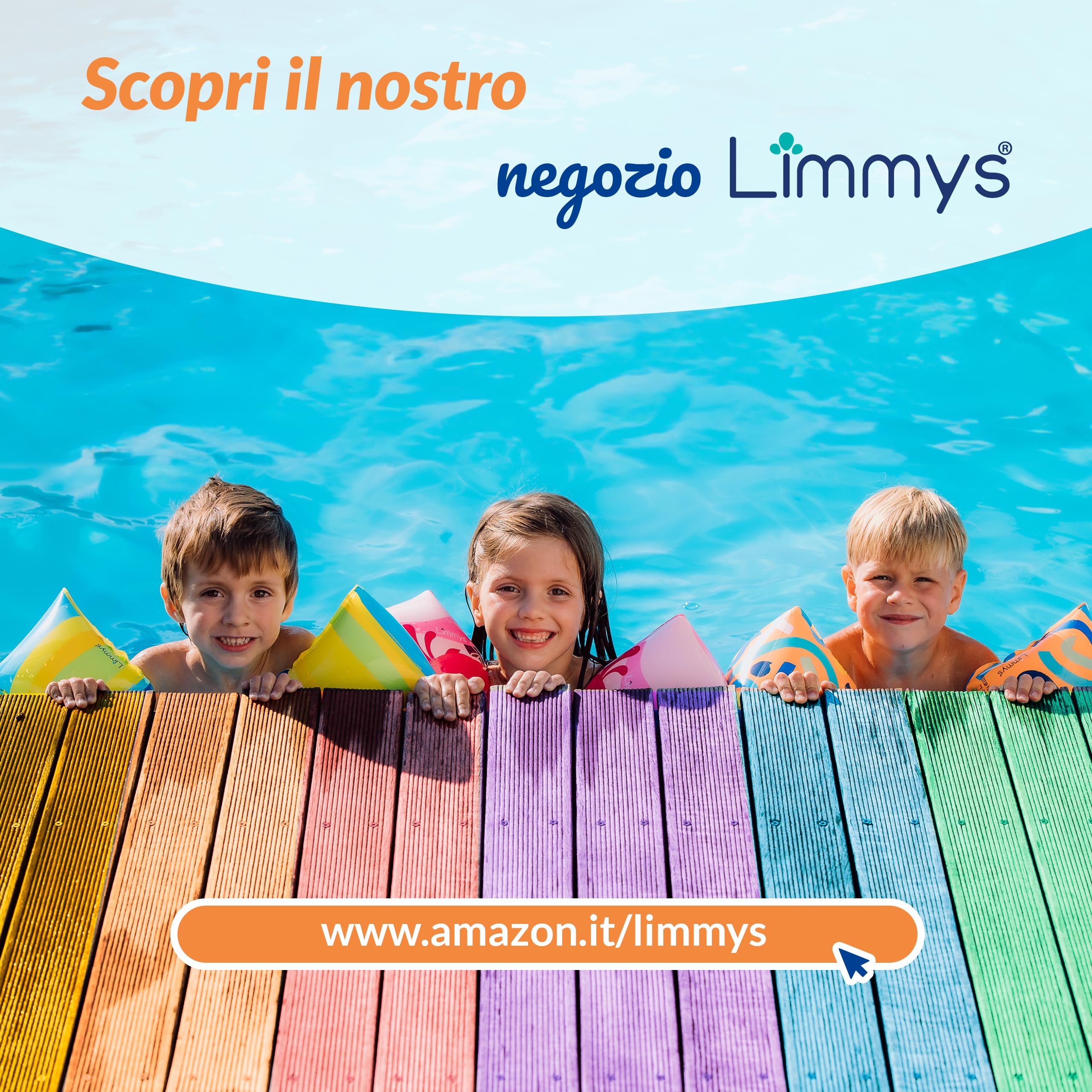 Limmys Braccioli da Nuoto per Bambini per Età 1–6 Anni – Vestibilità Antiscivolo, Certificato di Sicurezza, Ipoallergenico, Gonfiaggio Facile, Extra Resistente, Morbido & Confortevole
