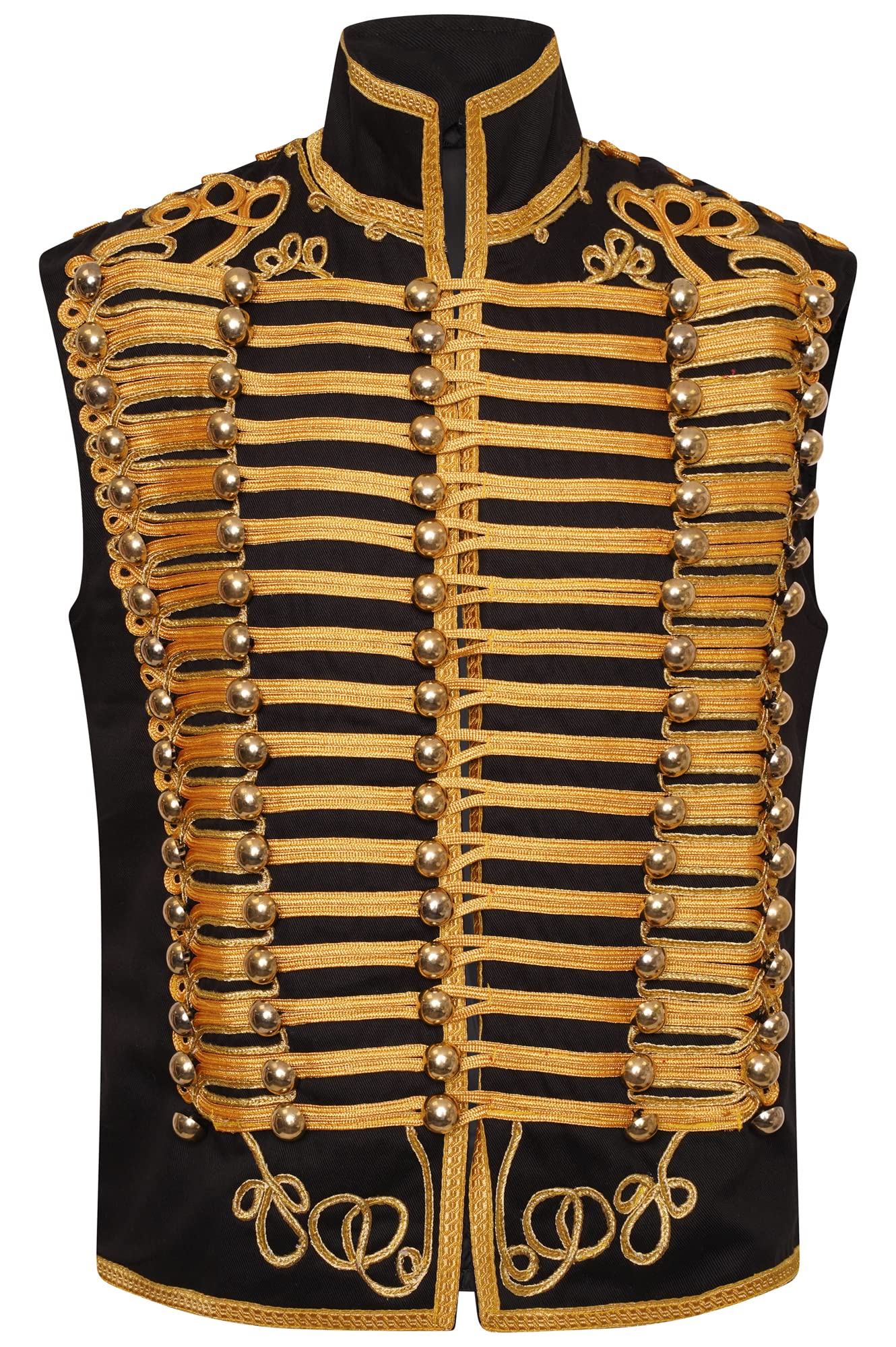 Ro Rox Sleeveles Jacket Adam Men's Military Marching Band Drummer Music Festival, Black, L