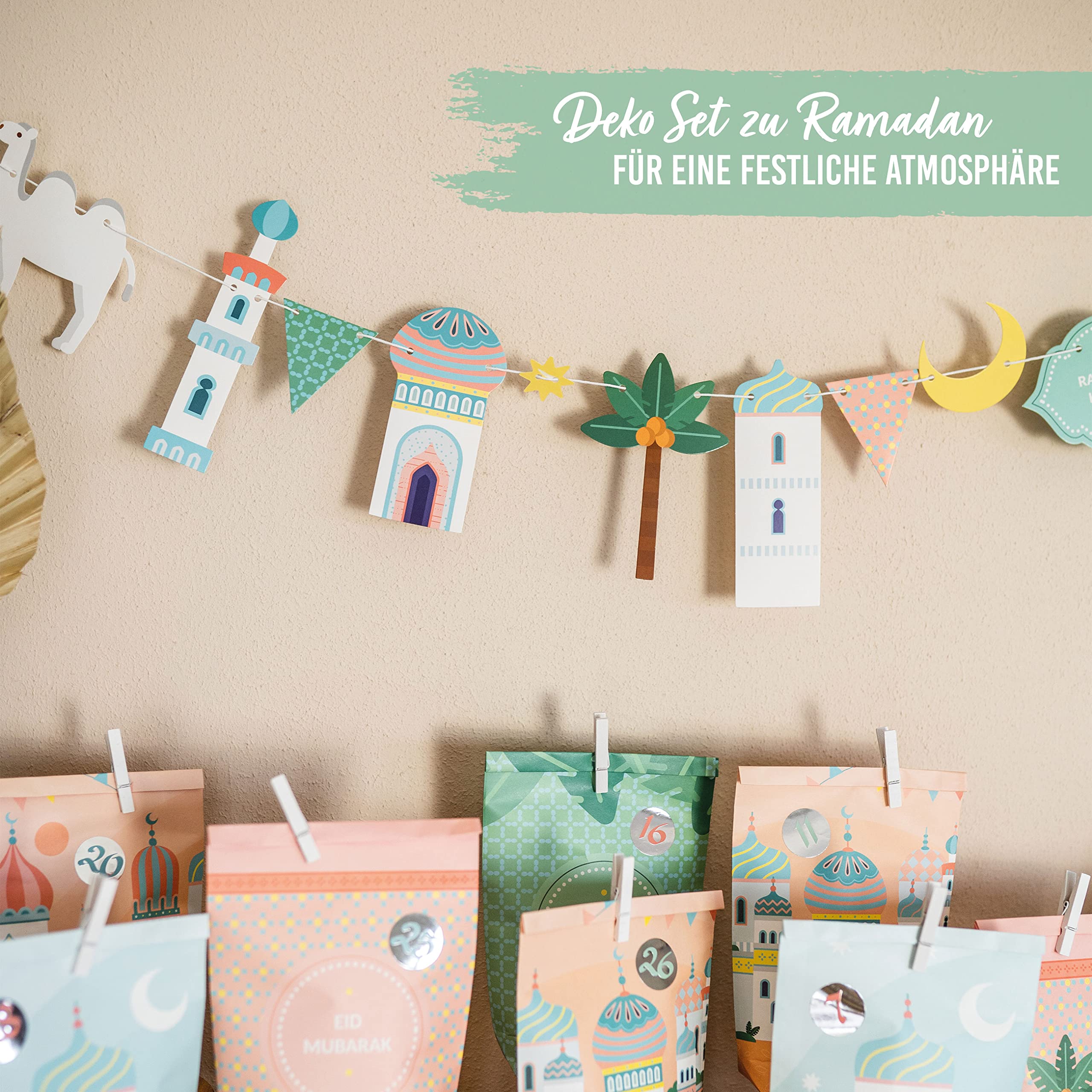 Papierdrachen 10m Ramadan Garland - Pastel - Crafts for Boys Girls & Adults - Set 3 - Image 2