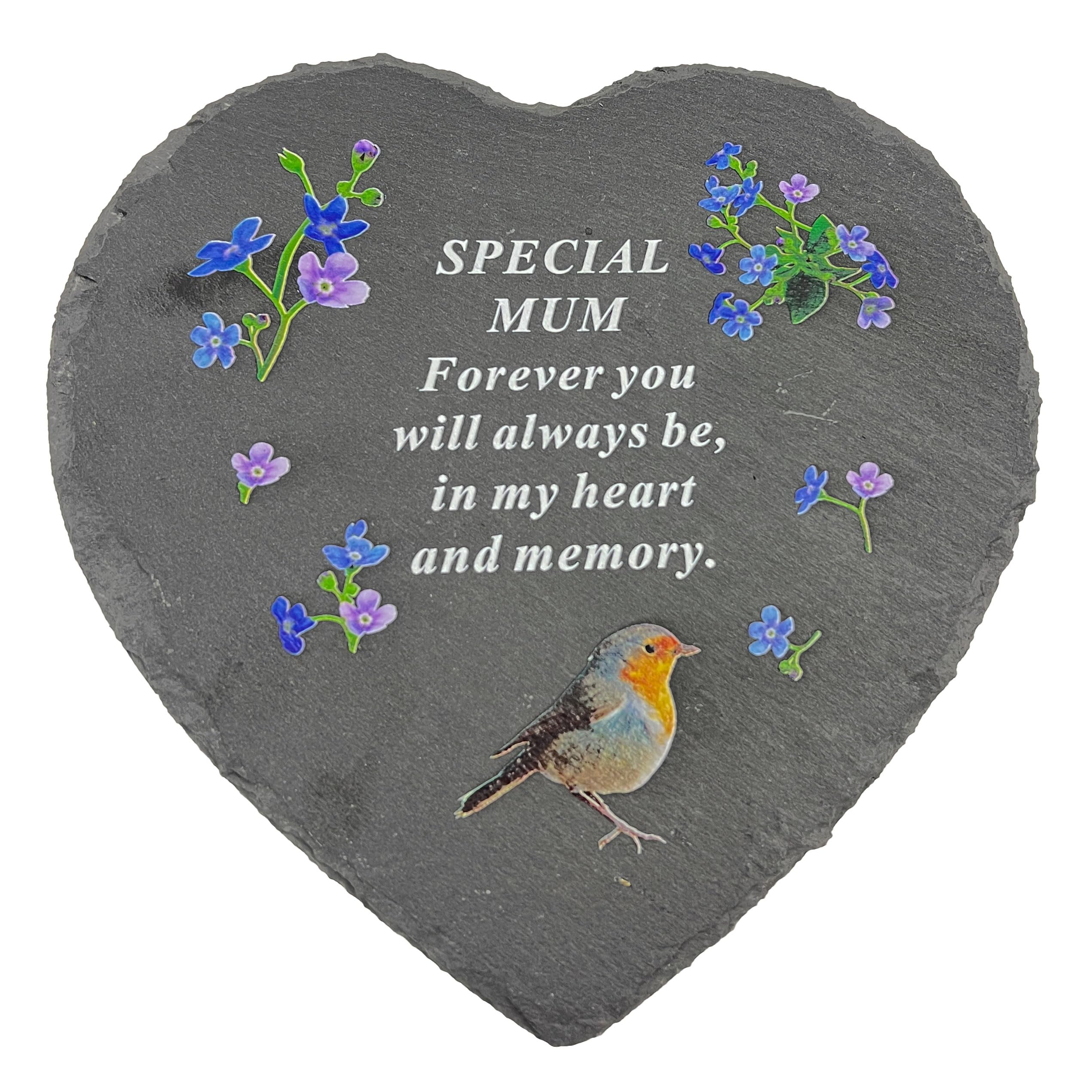 Angraves Multicolor Special Mum Graveside Memorial Robin Slate Love Heart Grave Plaque Stepping Stone Ornament Decoration