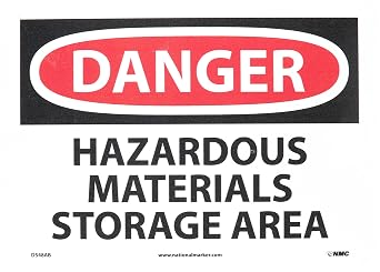 NMC D548AB OSHA Sign, Legend "DANGER - HAZARDOUS MATERIALS STORAGE AREA"