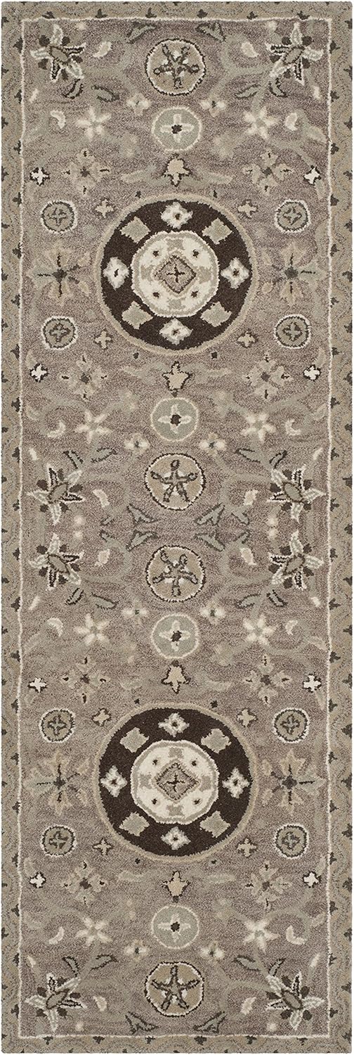 SAFAVIEH Bella Collection 2'3" x 7' Taupe / Light Grey BEL674B Handmade Premium Wool Runner Rug