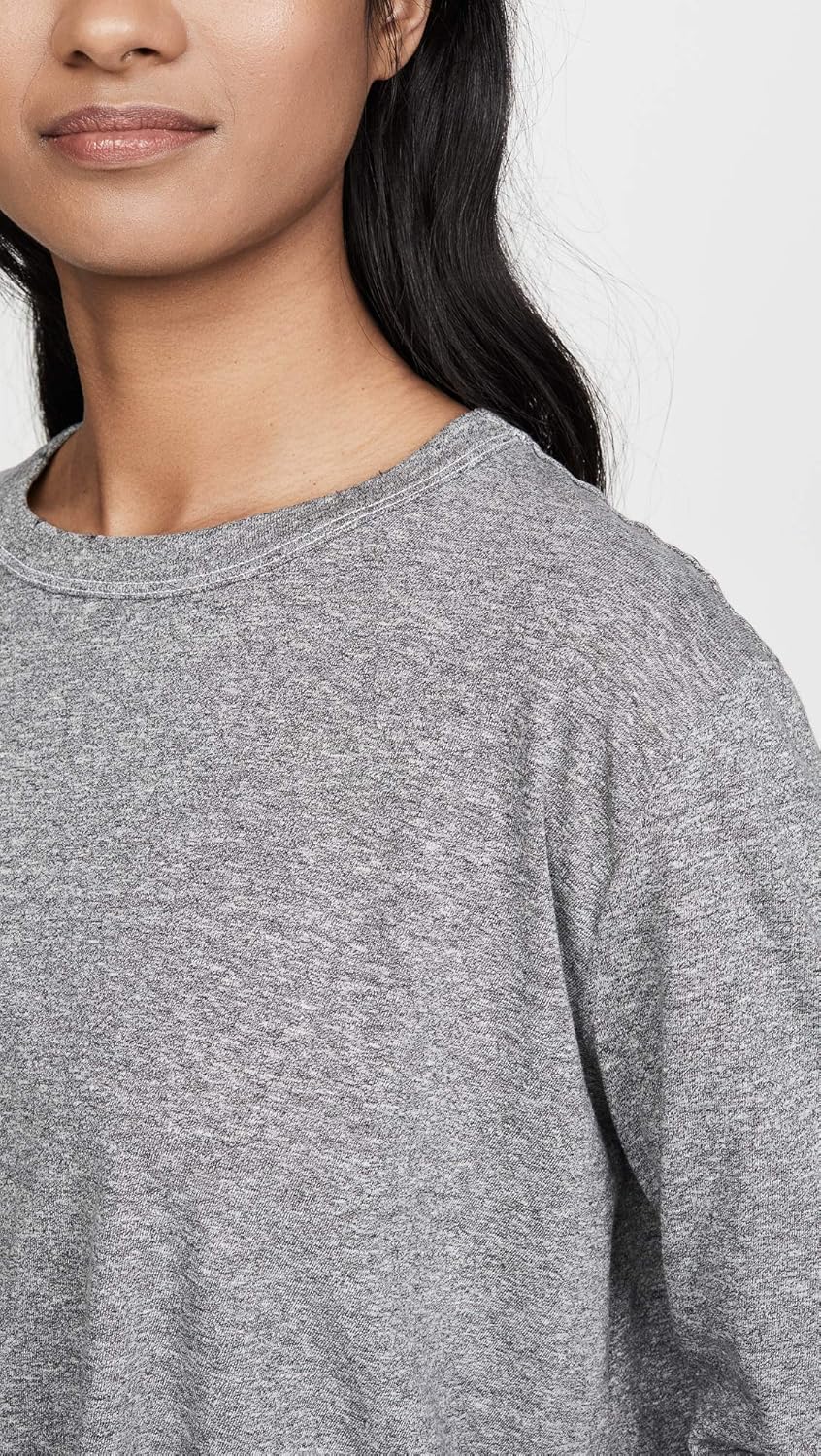 THE GREAT. Women's The Long Sleeve Crop Tee, Heather Grey, S - Image 6