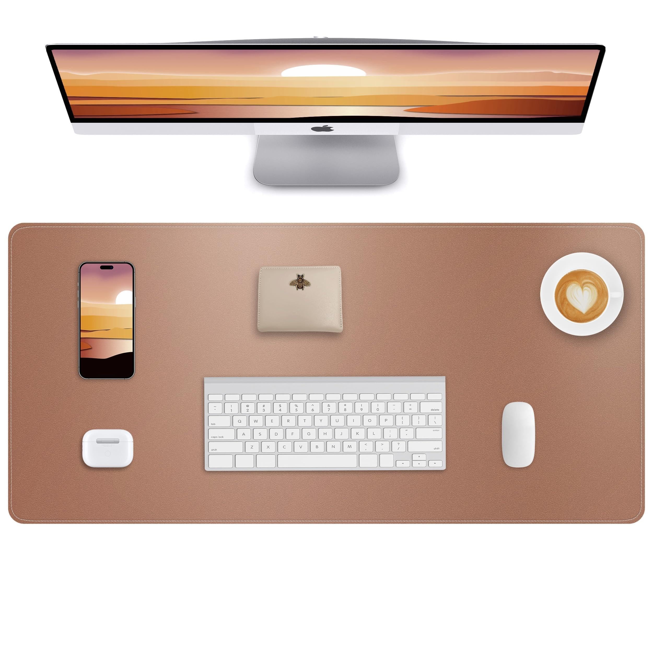 Leather Desk Pad Protector, Champagne Gold, 23.6" x 13.7"