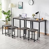 Vista 15 de Yaheetech Juego de mesa de comedor de 3 piezas, juegos de mesa y sillas de cocina para 2 personas, mesa compacta con 2 taburetes y diseño de ahorro