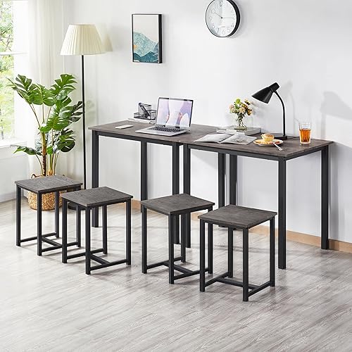 Miniatura 6 de Yaheetech Juego de mesa de comedor de 3 piezas, juegos de mesa y sillas de cocina para 2 personas, mesa compacta con 2 taburetes y diseño de ahorro