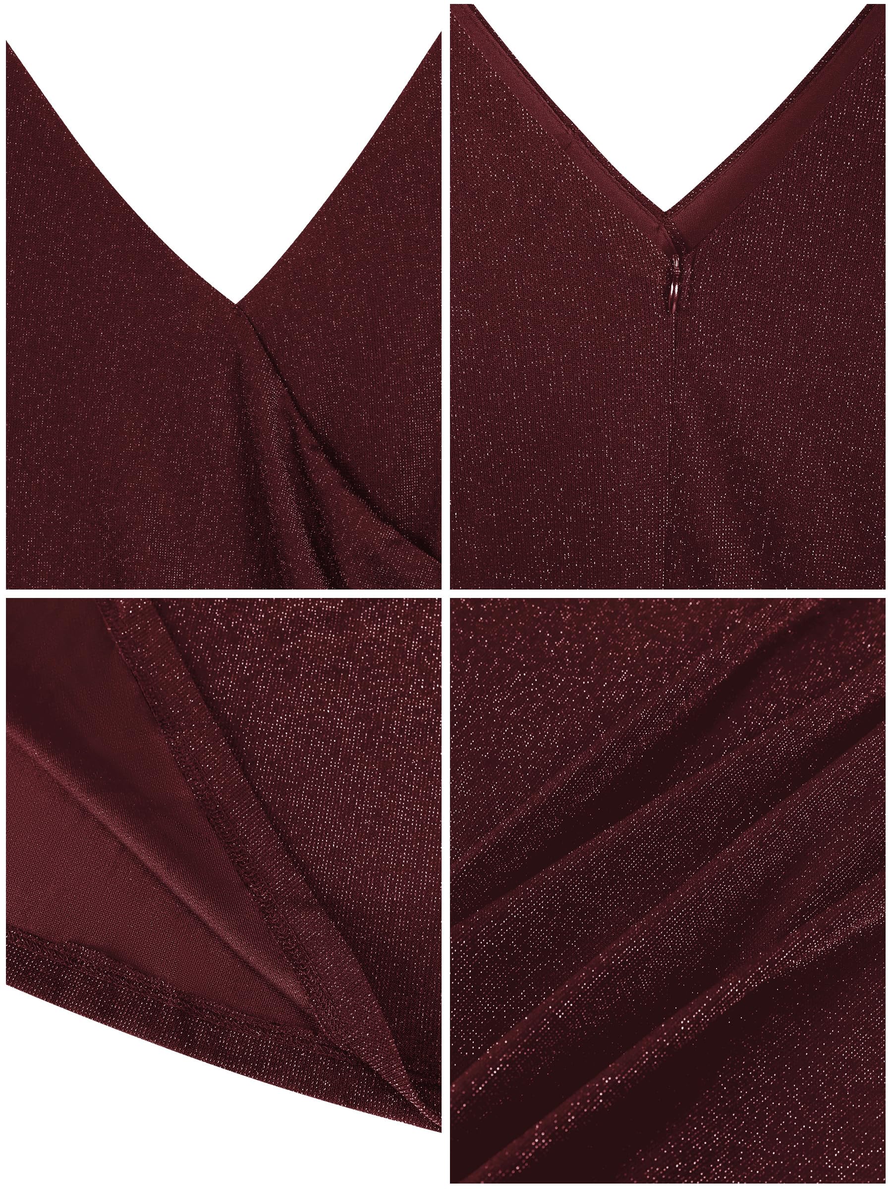 Missufe Elegante vestido cruzado para mujer, vestido de noche, vestido de cóctel, vestido de baile, vestido largo de boda, festivo, cuello en V, con abertura