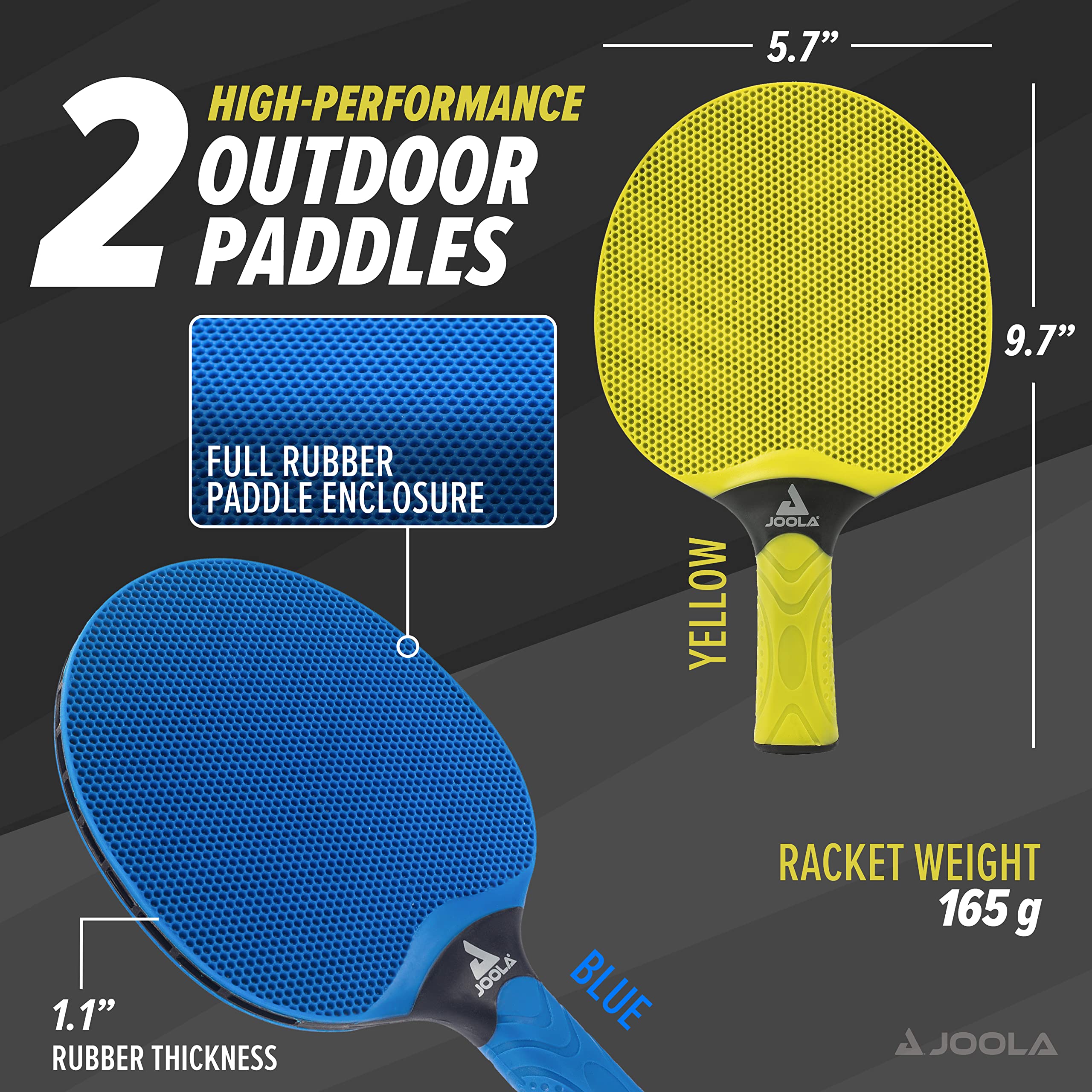 JOOLA Tischtennis Set Vivid Outdoor & 42183 Tischtennisbälle Outdoor 40+ mm Tischtennis-Trainings-Bälle, Weiss, 12 Stück