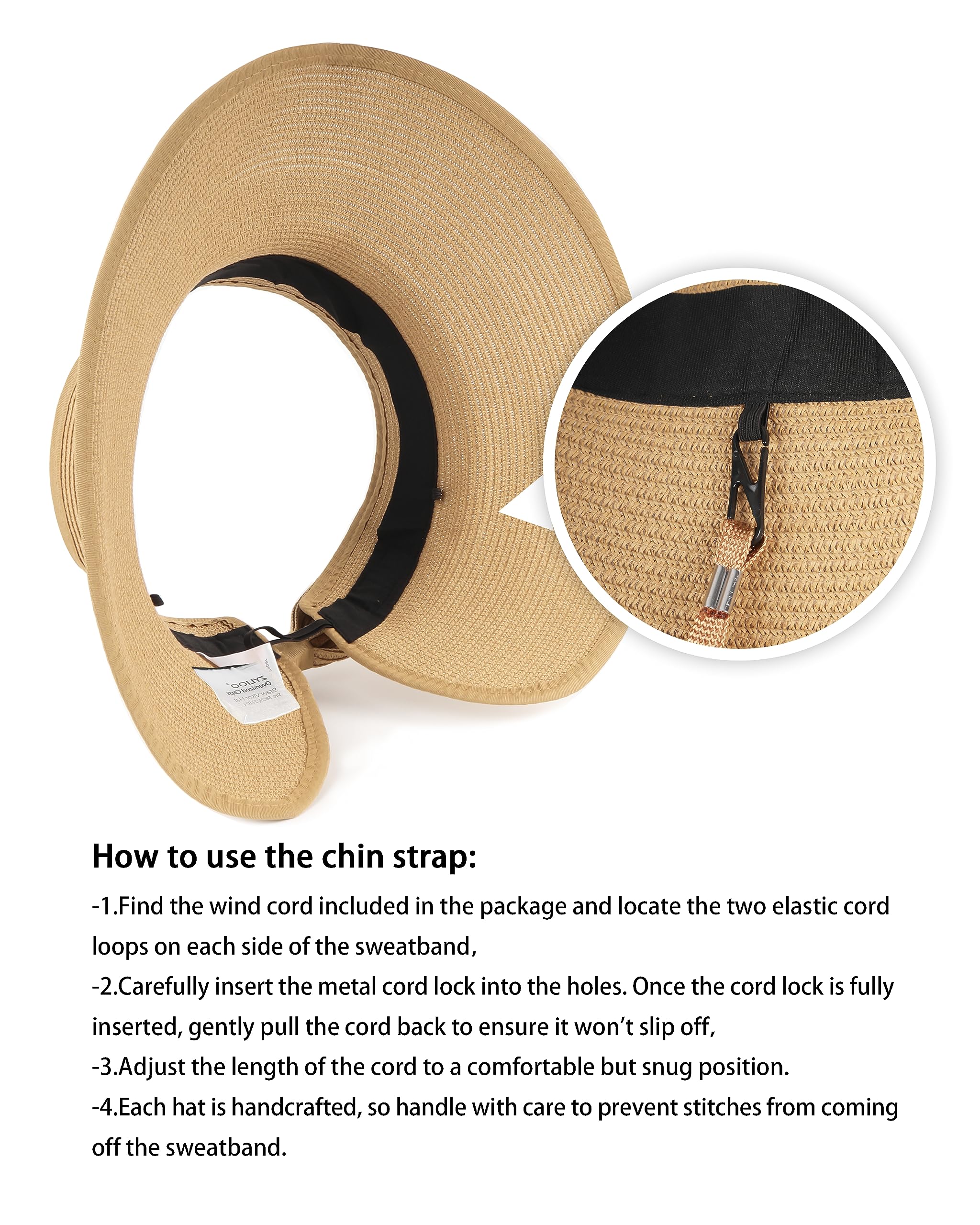 Feng Shui， Sombreros de Sol con Visera de Paja para Cabezas pequeñas,Sombrero de Playa en Topless de ala Ancha pequeña,Sombrero Plegable de Vacaciones UV de Verano