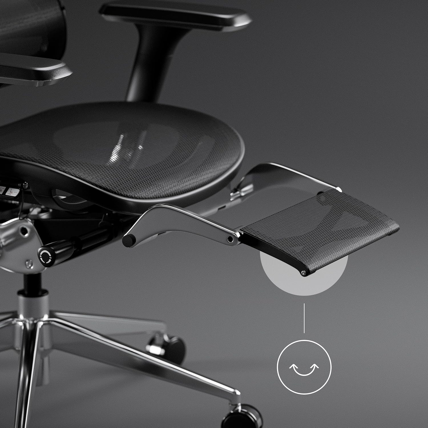 Close-up of the Diablo V-Master chair's retractable footrest